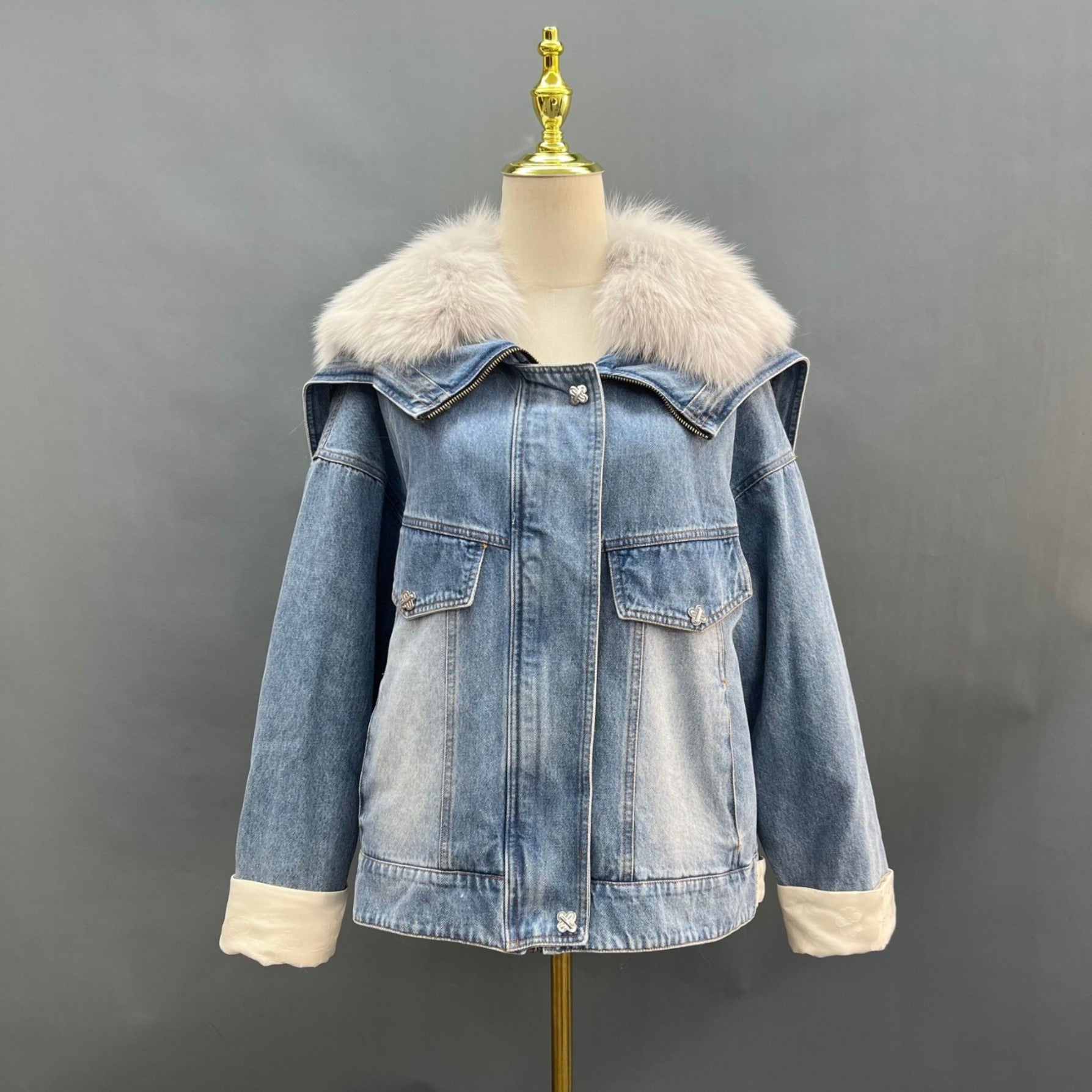 Women's Winter Archangel Denim Down Inner Warm Jacket - Janefur
