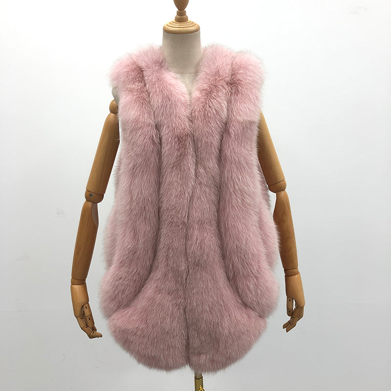 Fashionable Women's Winter Casual Style Fox Fur Vest - Janefur