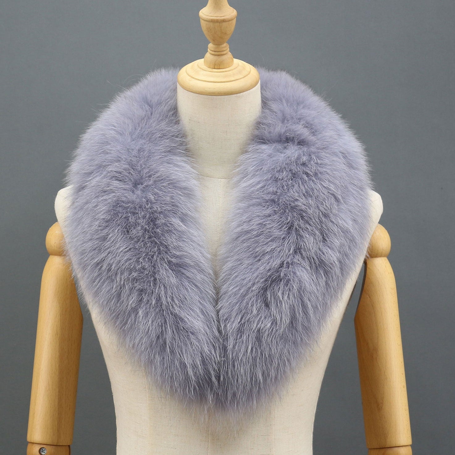 Janefur Winter Blue Fox Fur Collar Lilac
