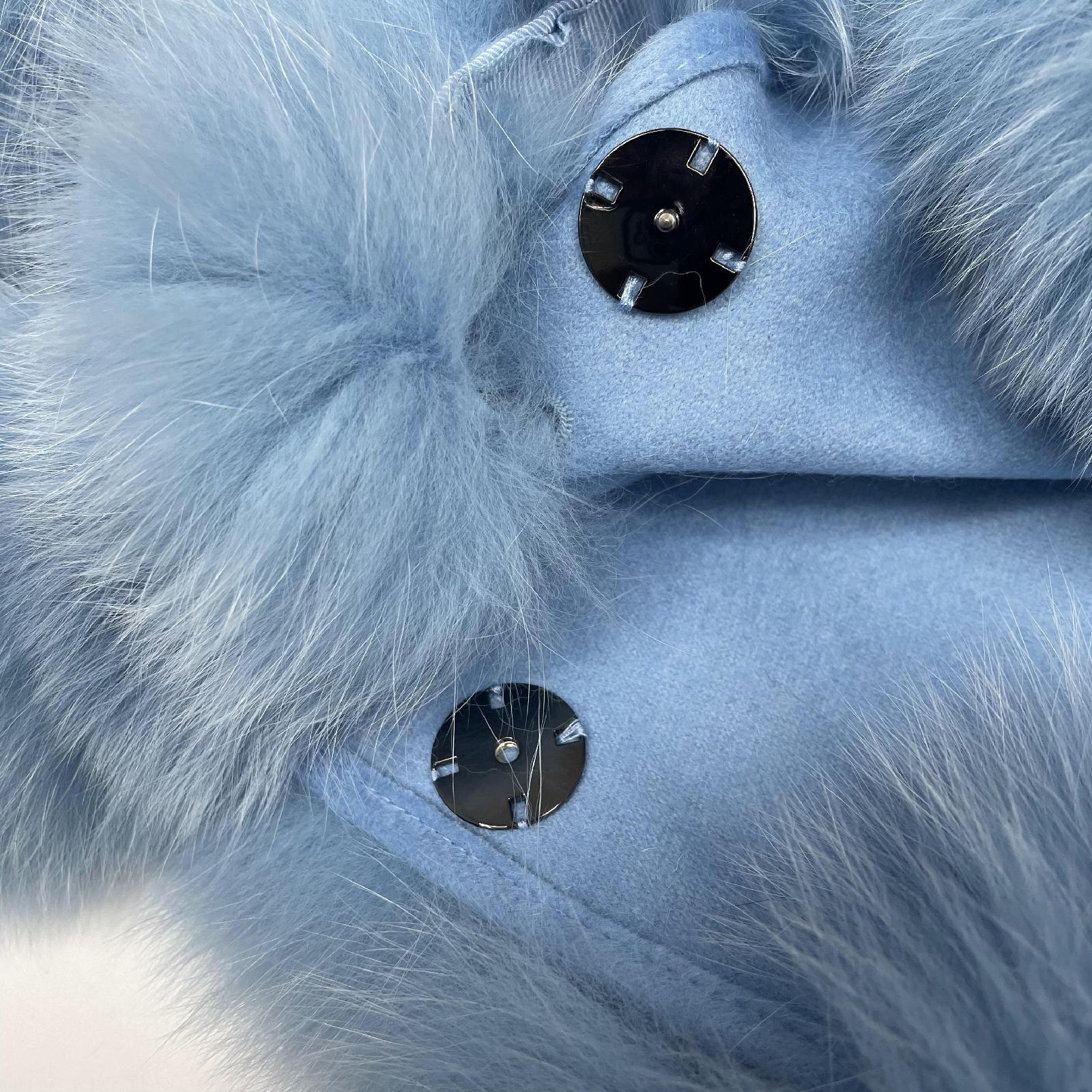 Full Wool Cashmere Cape with Real Fox Fur Fashionable Luxurious Soft Shawl for Women's Coat - Janefur
