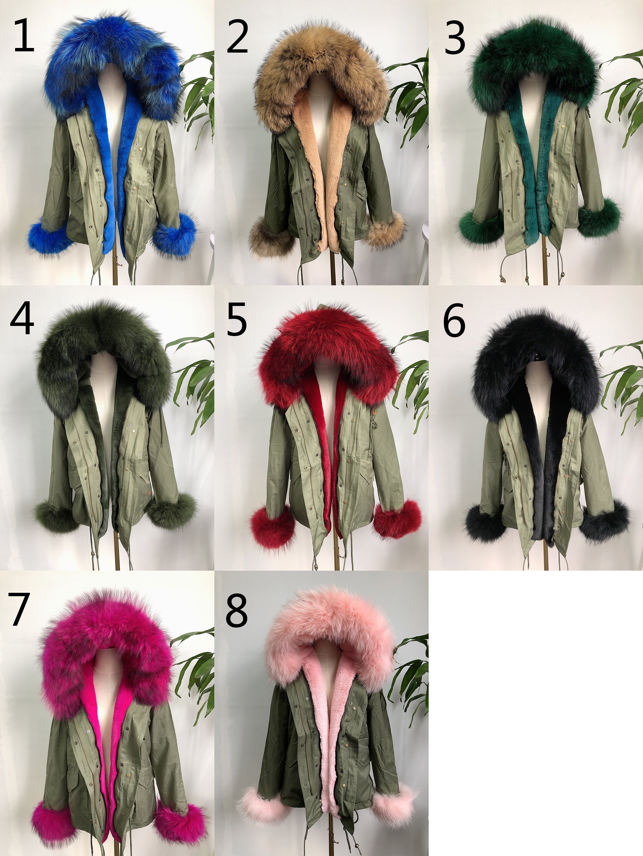 Short Faux Fur Parka – Winter Jacket with Fake Fur Collar & Pom Poms, Warm Outdoor Coat for Cold Weather