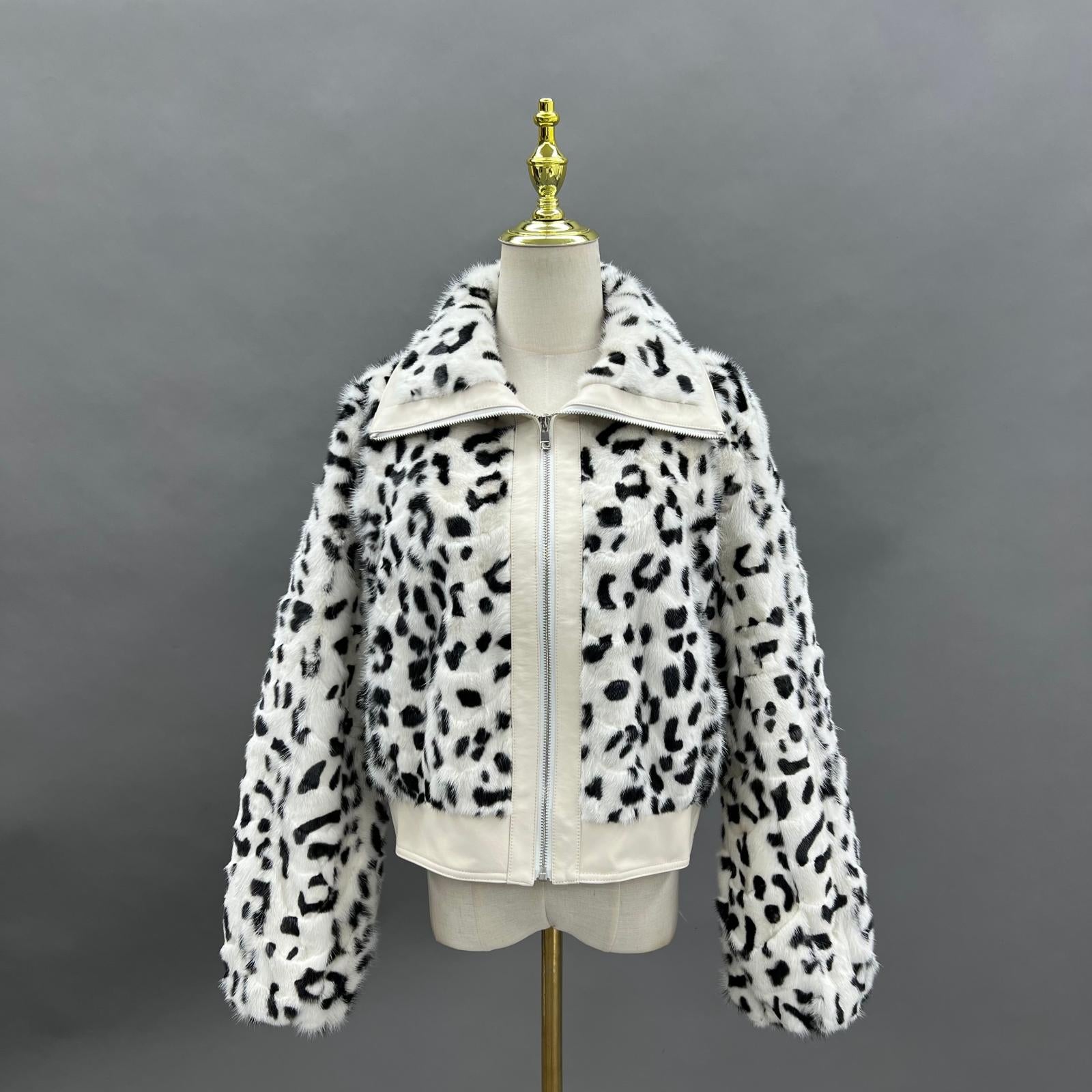 Mink Fur Fashionable Square Collar Short Coat Mink Fur Jacket - Janefur