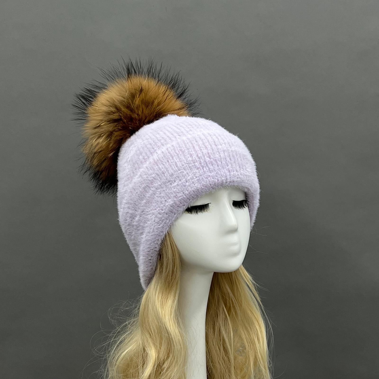 Women's Fashion Fox Fur Hat with Pom Poms - Janefur