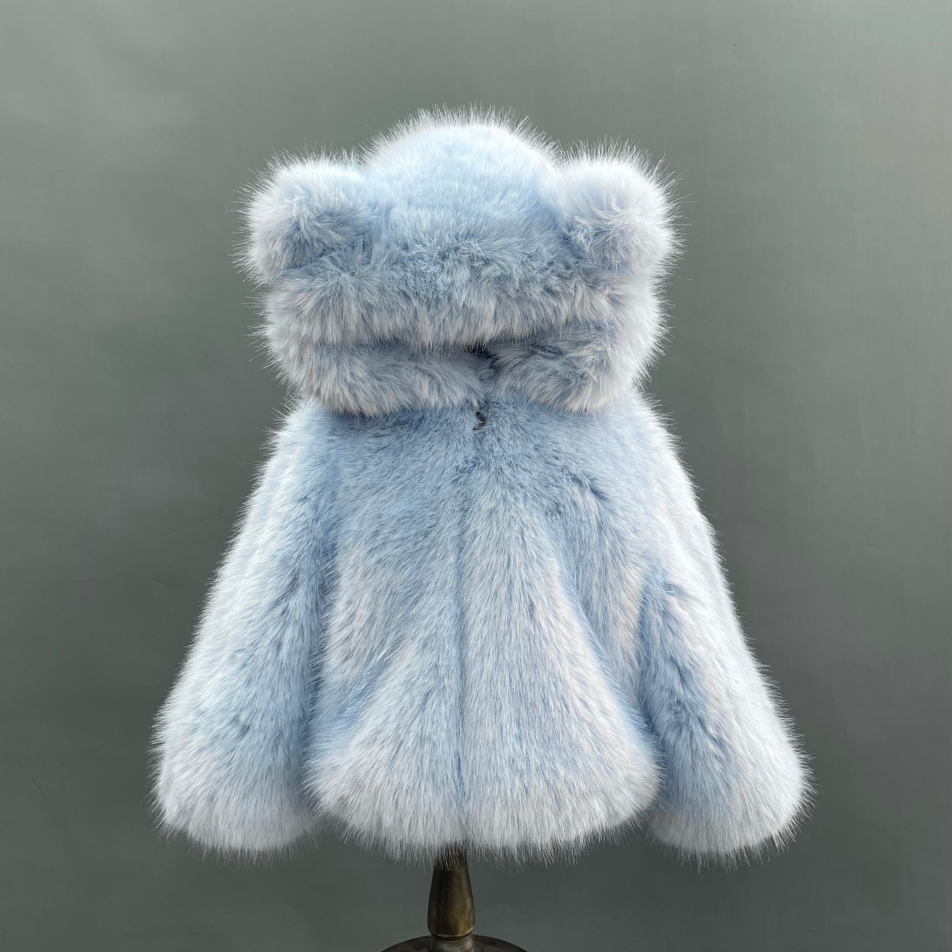 Children's Cute Bear Ears Children's Eco Fur Sweatshirt Jacket - Janefur