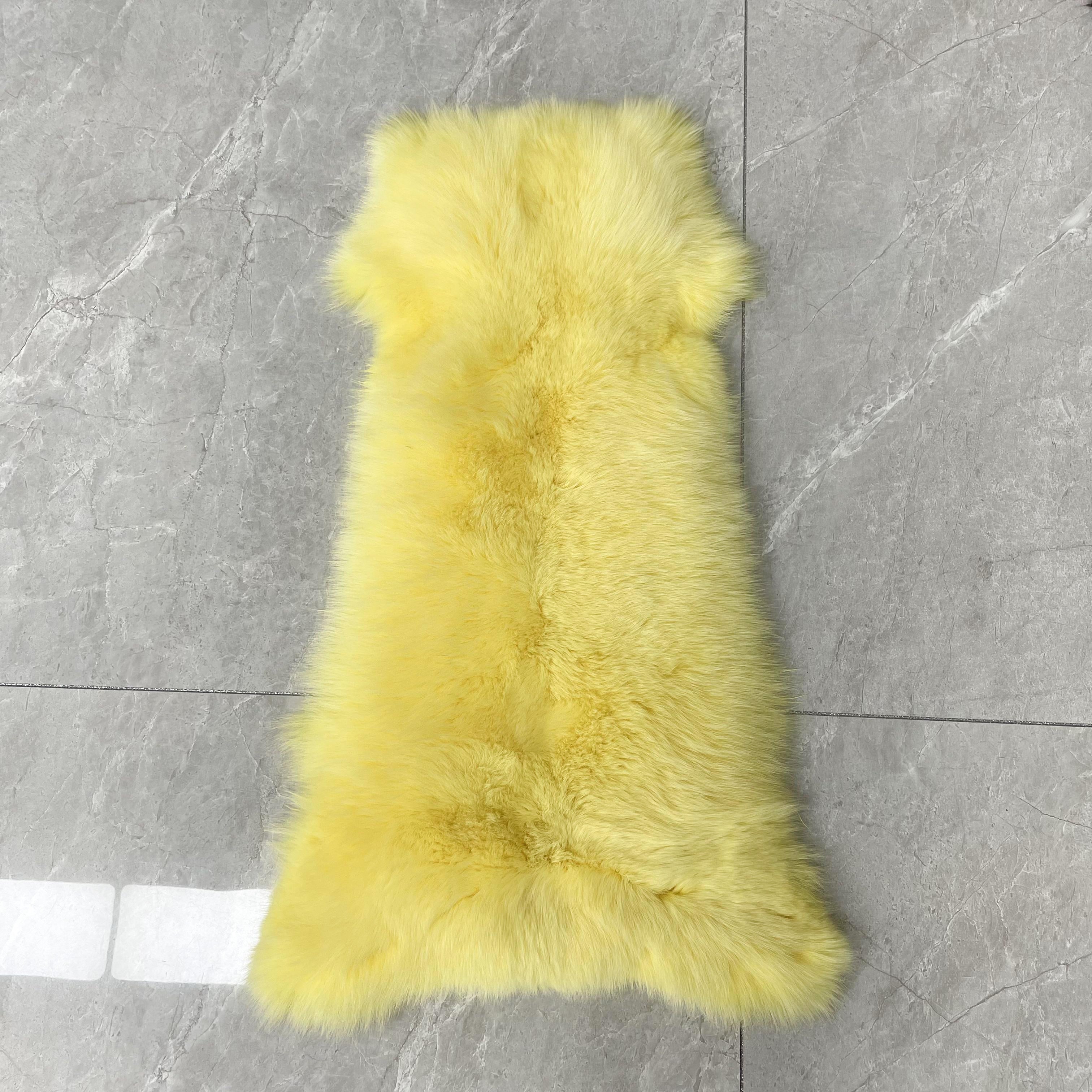 Luxury Blue Fox Fur Jacket with V-Neck and Chevron Stitching – Short Women’s Winter Fur Coat 27#Lemon Yellow