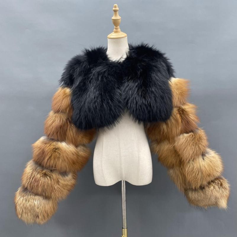 New Design Short Women's Real Fur Vest With Long Sleeves - Janefur