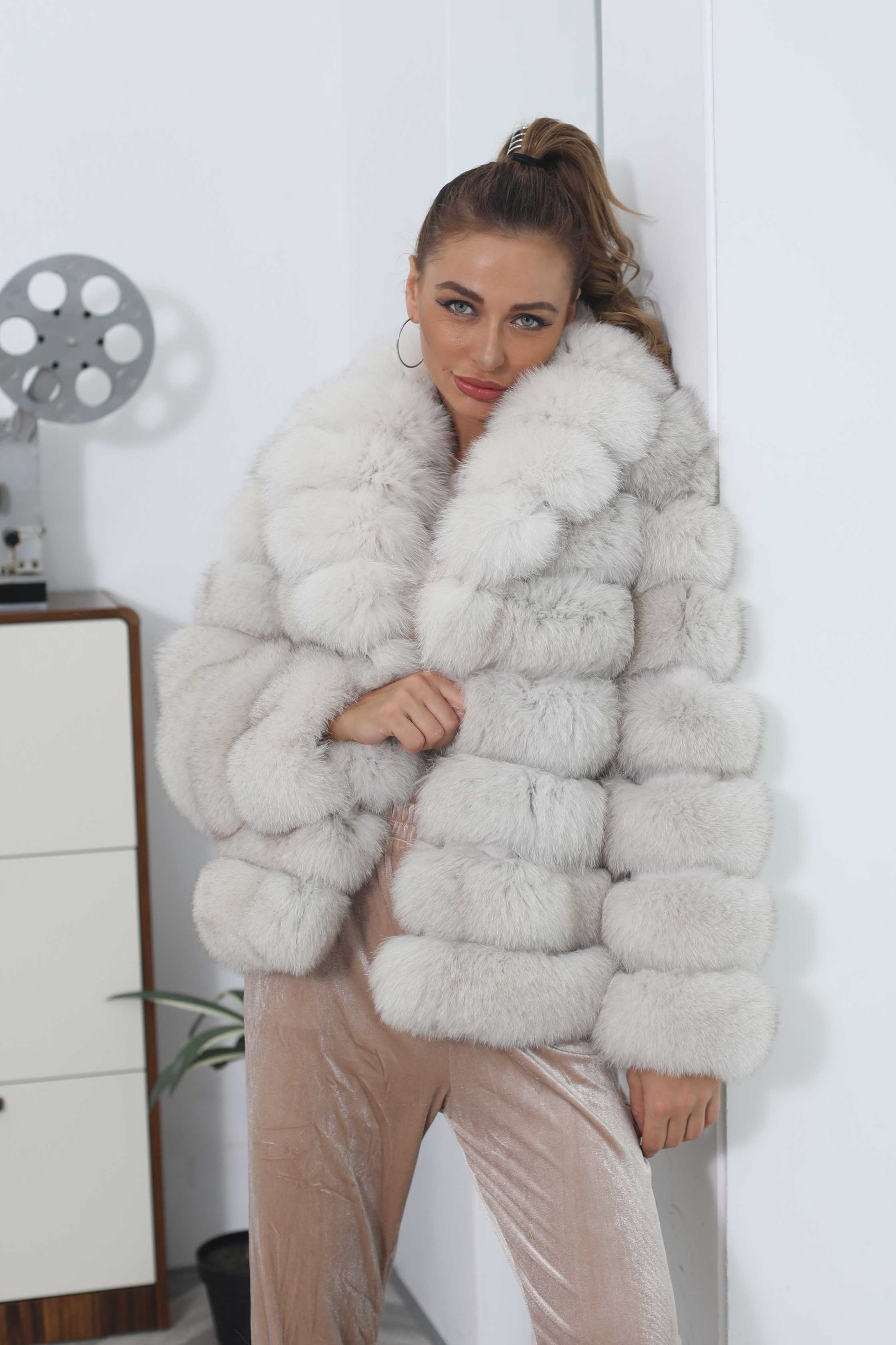 Winter Lapel Women's Fox Fur Warm Coat - Janefur