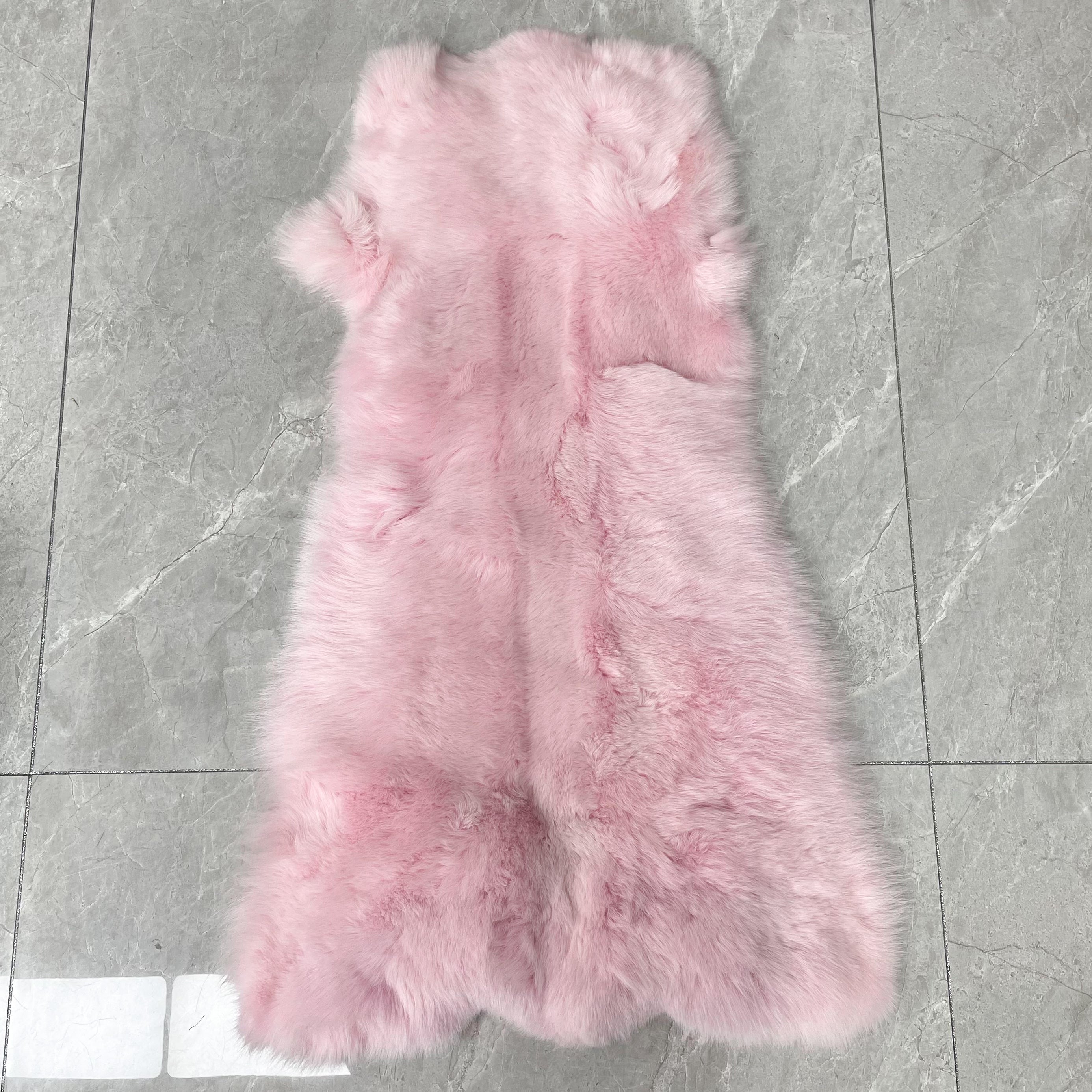 Luxury Blue Fox Fur Jacket with V-Neck and Chevron Stitching – Short Women’s Winter Fur Coat 28#Pink