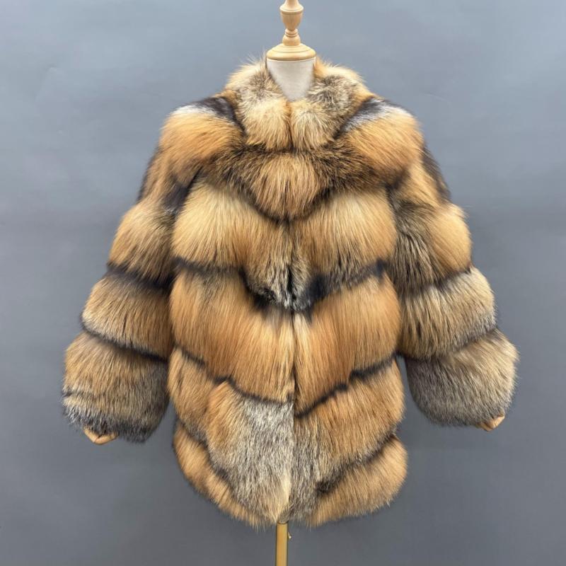 Women's Autumn Spring Winter Luxury Soft Real Fox Fur Jacket - Janefur