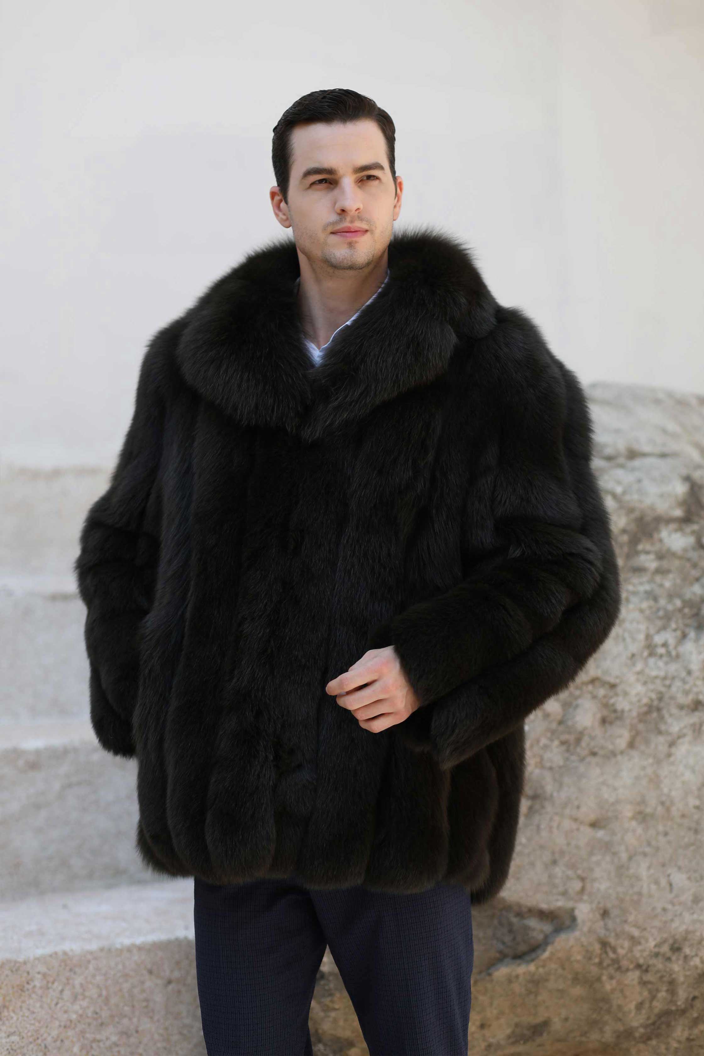 Winter And Spring Men's Luxury Fur Fox Fur Jacket - Janefur
