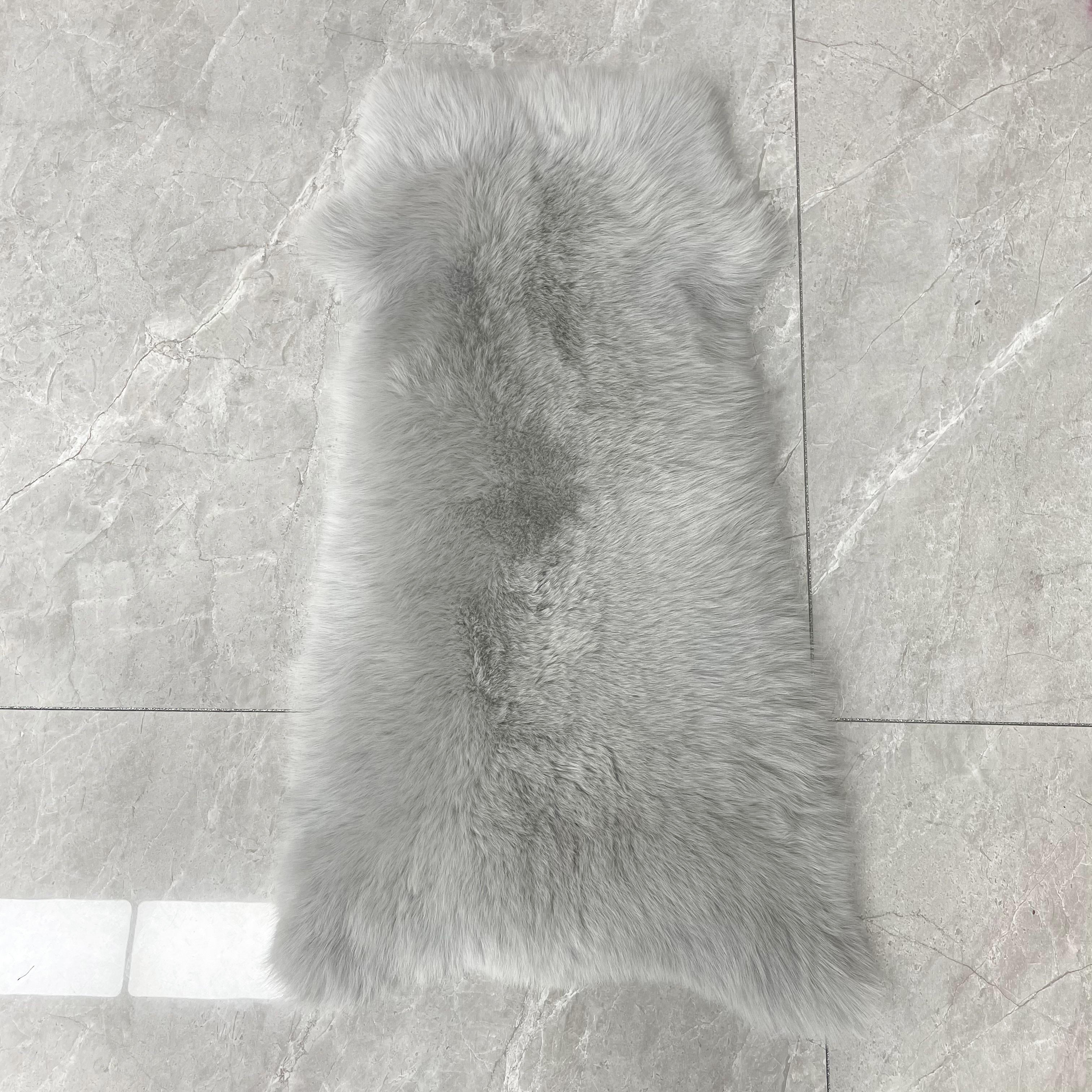 Luxury Blue Fox Fur Jacket with V-Neck and Chevron Stitching – Short Women’s Winter Fur Coat 29#White Grey
