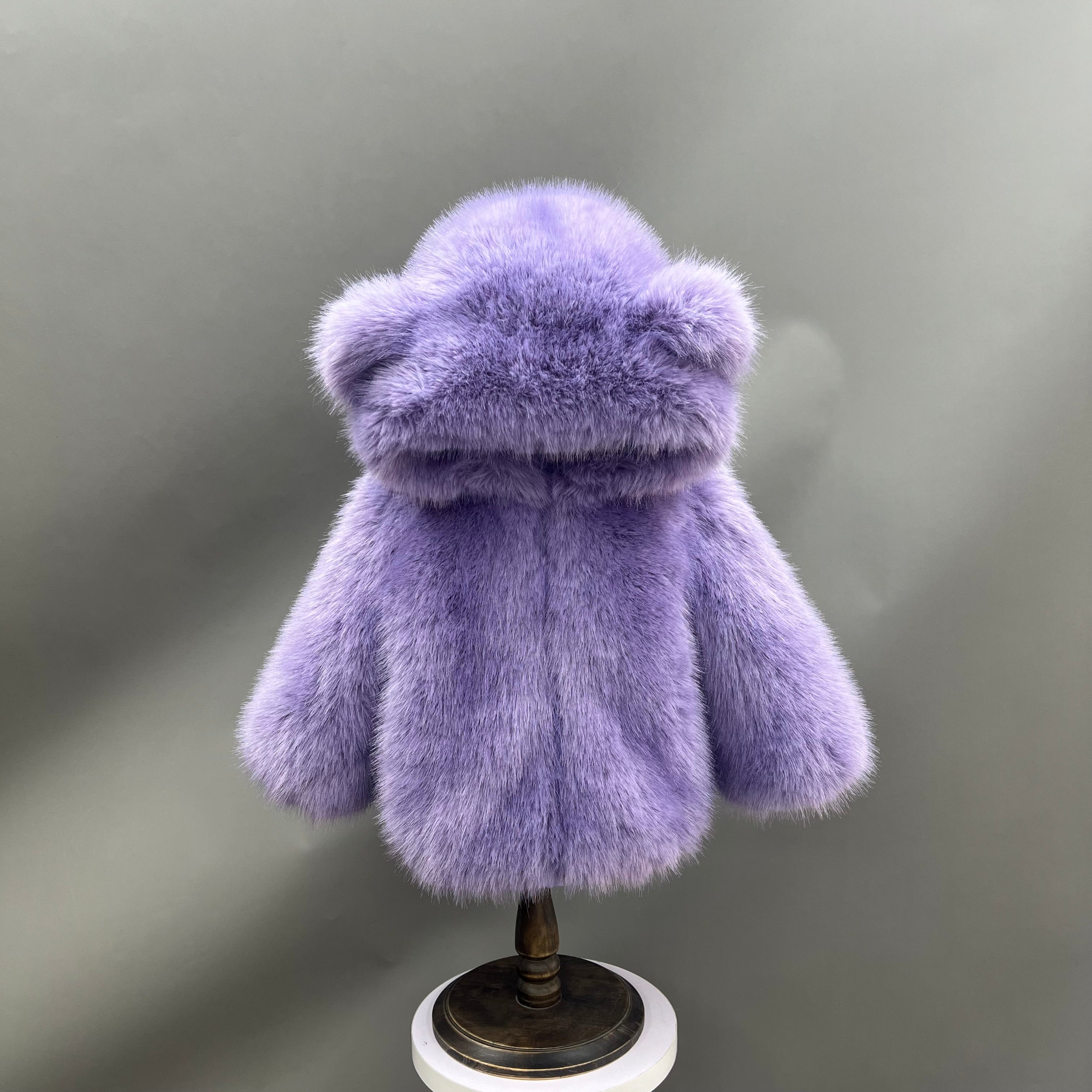 Children's Cute Bear Ears Children's Eco Fur Sweatshirt Jacket - Janefur