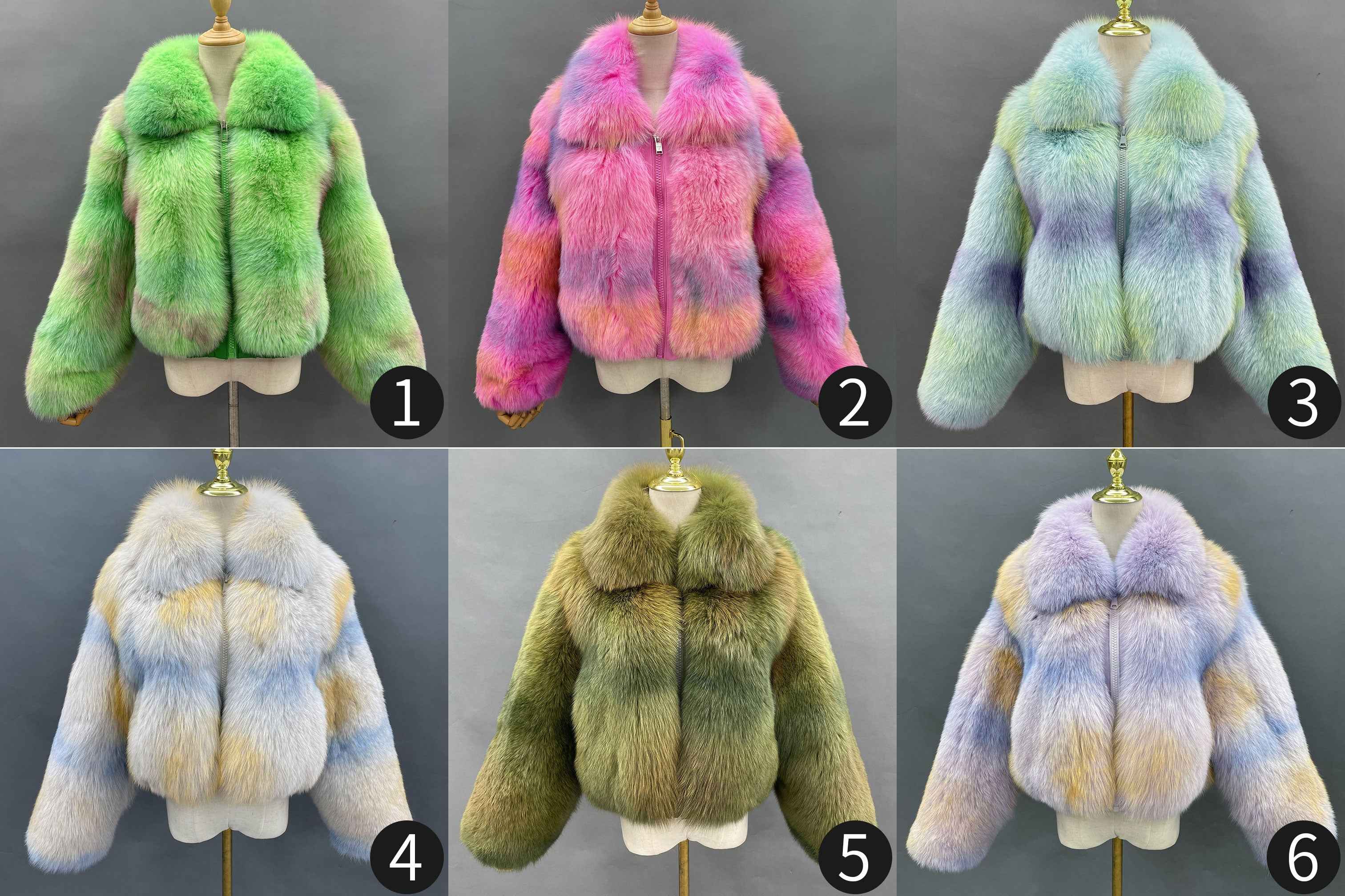 Women’s Green Fox Fur Jacket with Turn-Down Collar – Short Real Fur Coat Featuring Resin Zipper for Luxury Winter Fashion