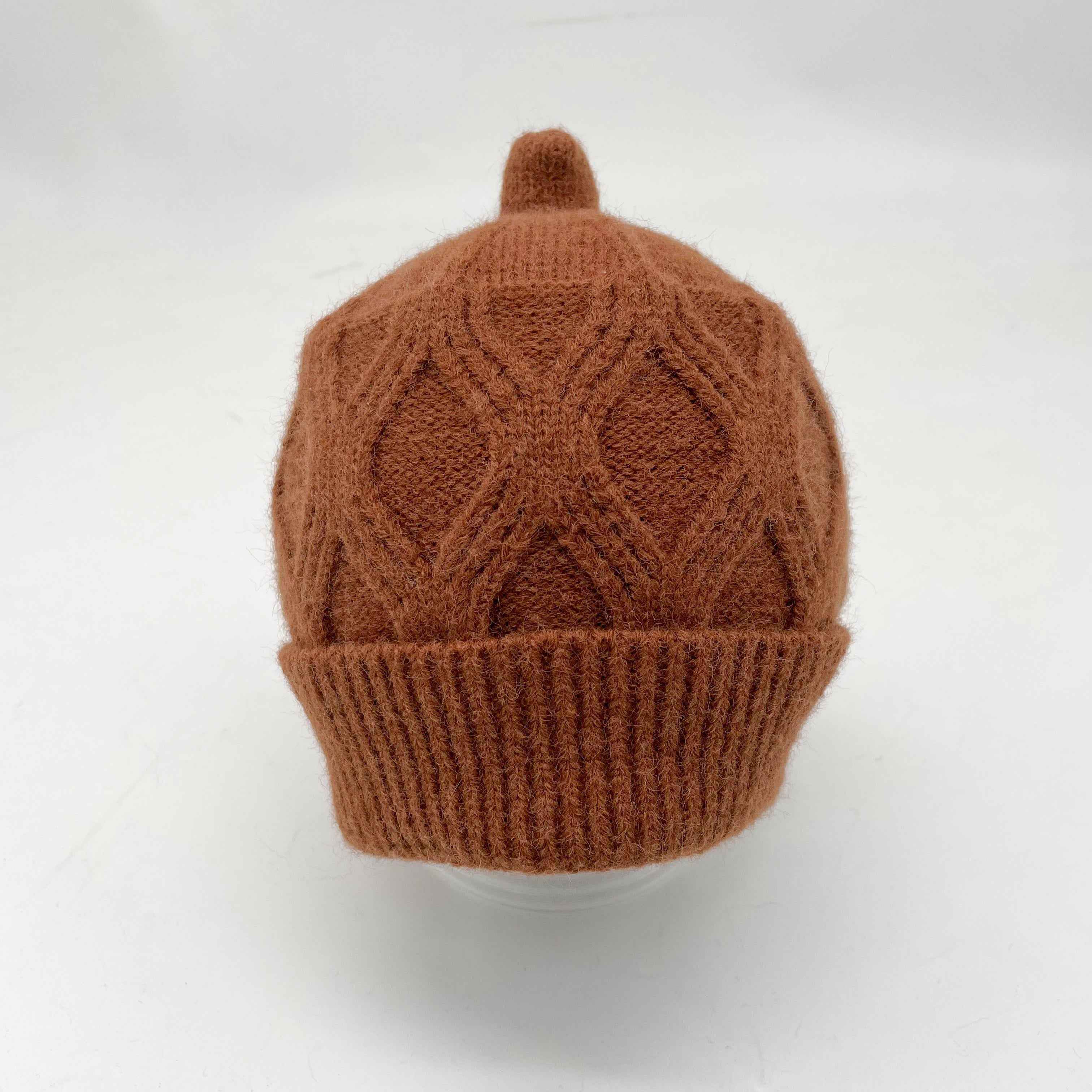 Baby Cable Knit Beanie Hat with Pointed Top – Soft Warm Winter Hat for Infants, Cute & Cozy Baby Cap 1#Deep Brown Baby a18 b34-62