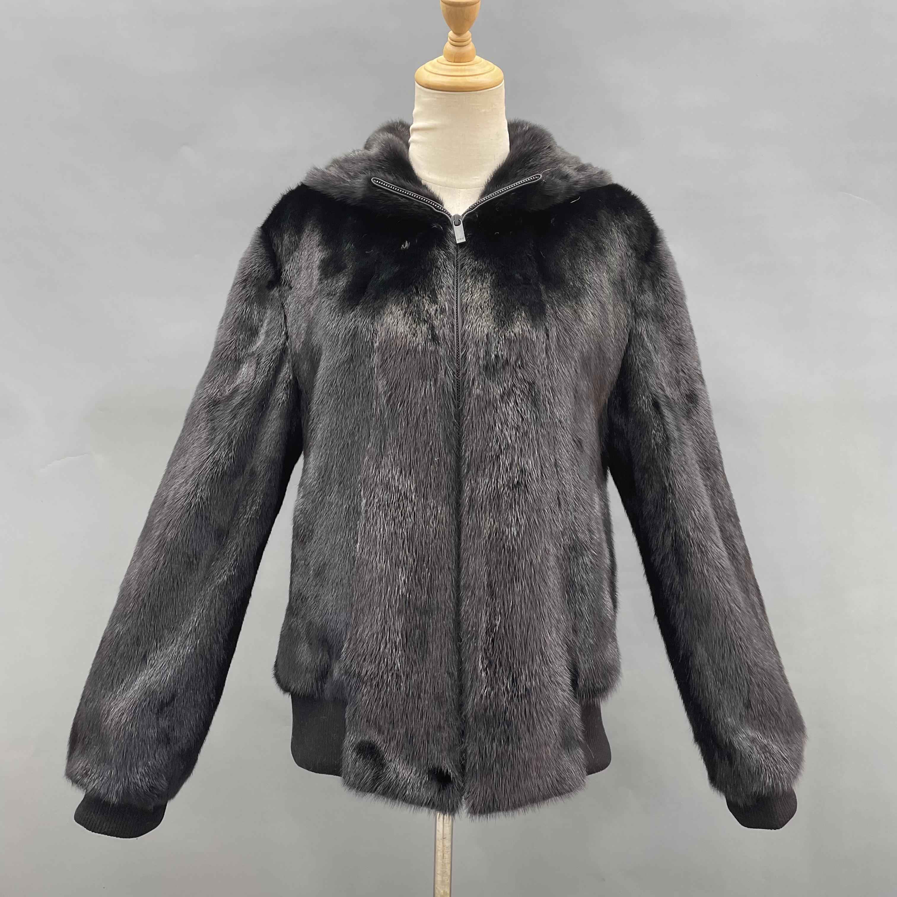 Classic Hooded Mink Fur Bomber Jacket - Timeless Luxury Flight-Style Outerwear