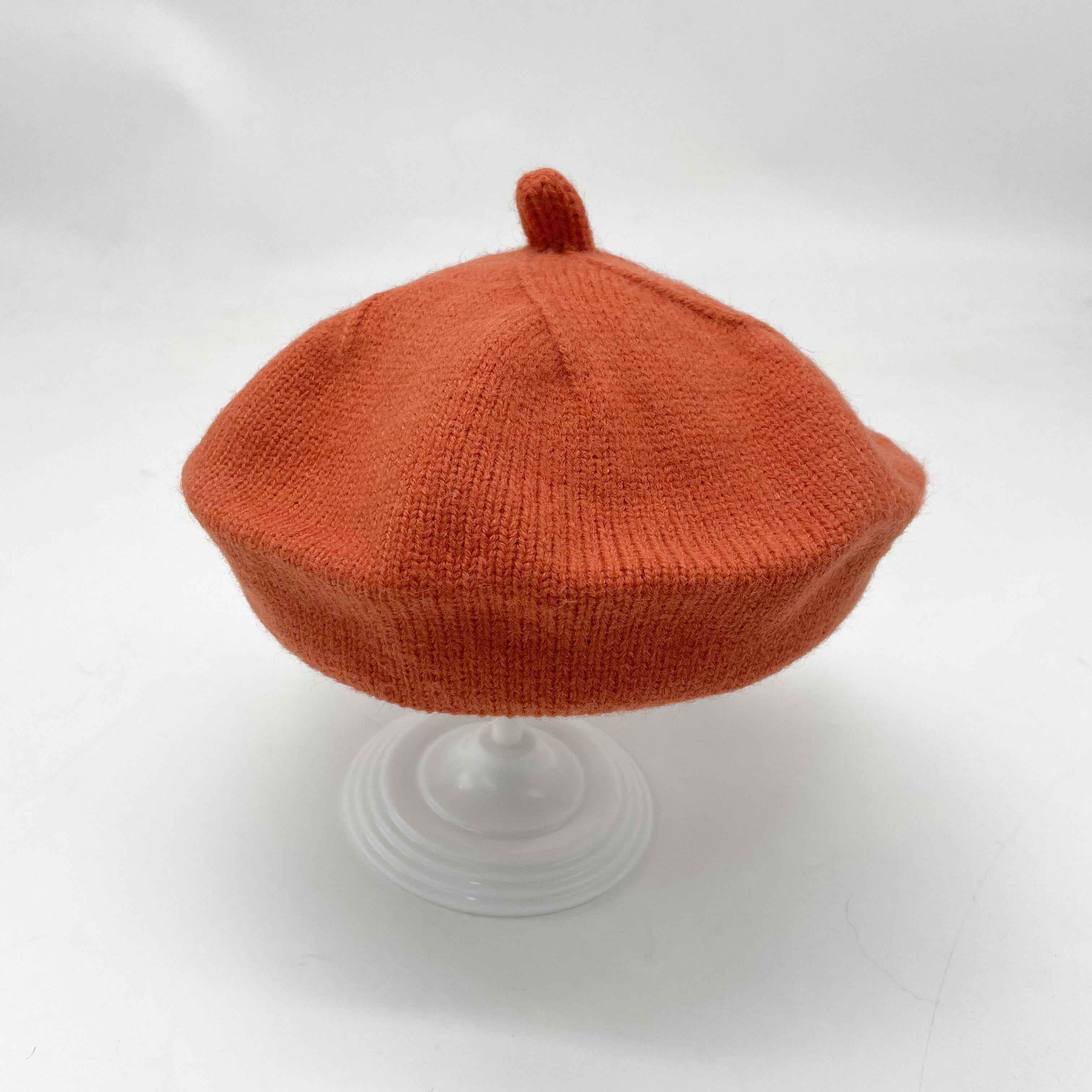Kids' Knit Beret Hat in Rust Orange – Soft & Warm Winter Cap for Toddlers, Stylish & Cozy 1#Bright Orange Child