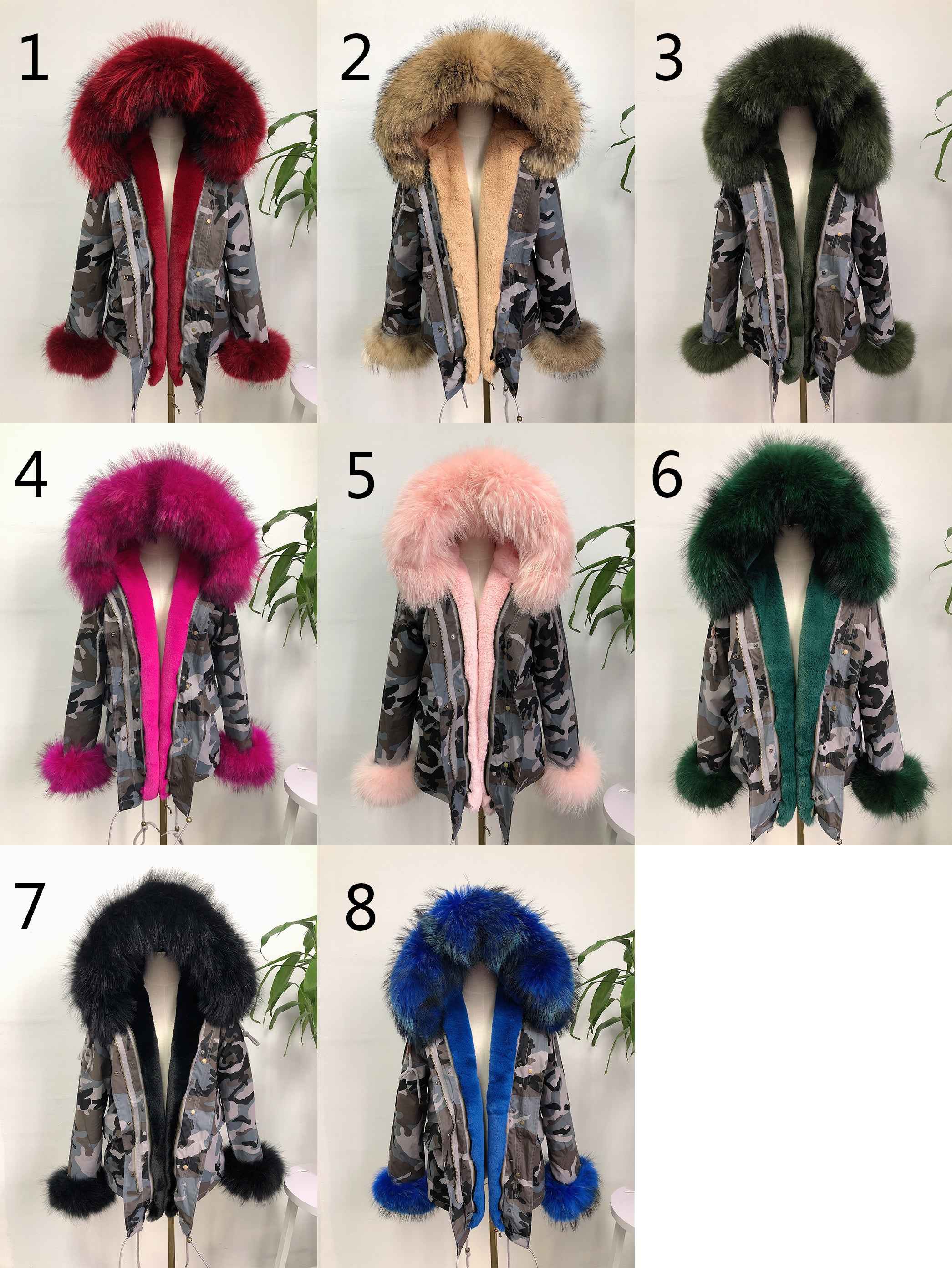 Short Faux Fur Parka – Winter Jacket with Fake Fur Collar & Pom Poms, Warm Outdoor Coat for Cold Weather