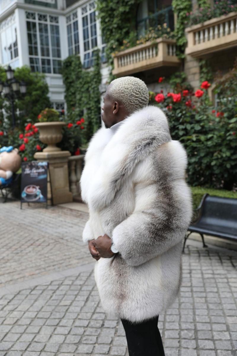 Coat With A Shawl Collar Made Of Whole Golden Island Fox Fur - Janefur