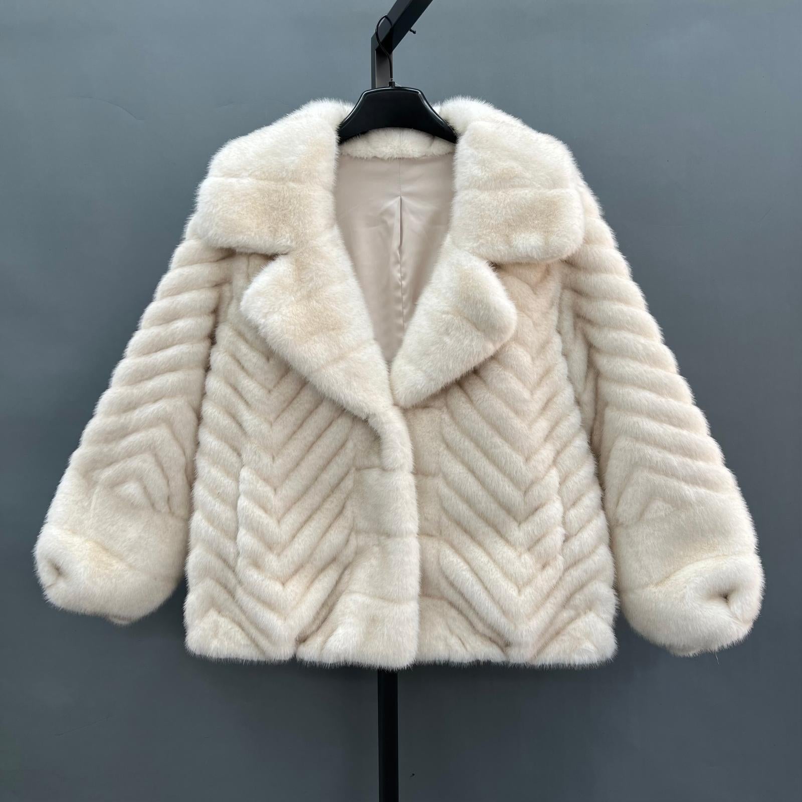 Chinese Style Women's Suit Collar Faux Mink Jacket Novelty Trend - Janefur