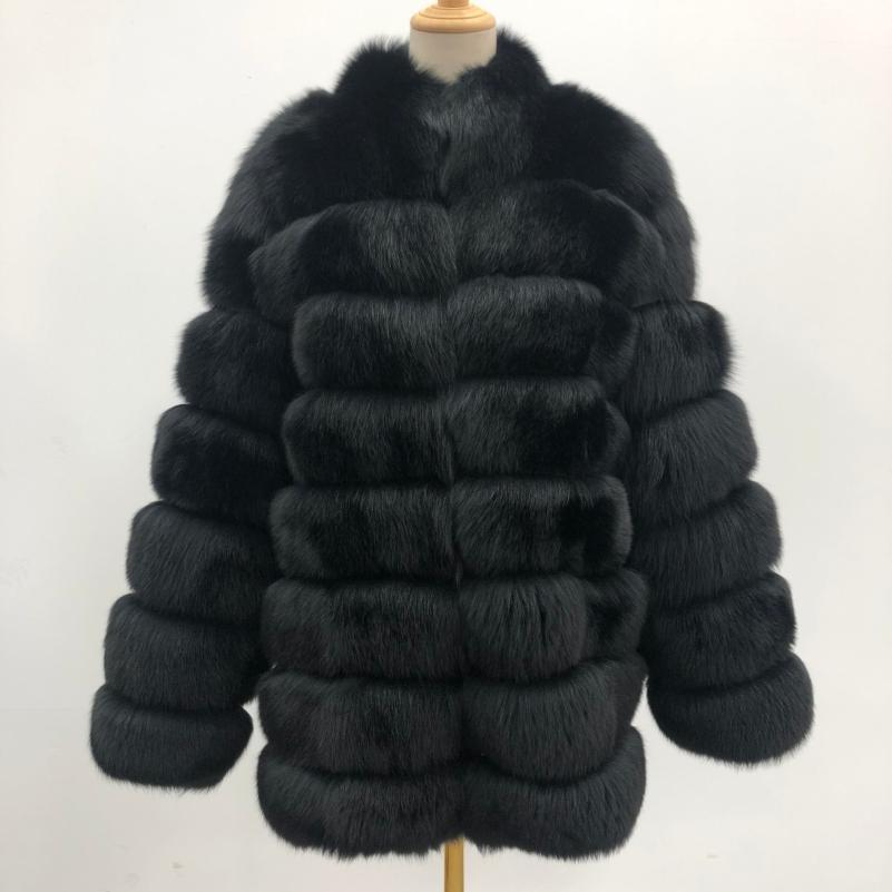 Men's Winter Fashion Warm Stand-up Collar Real Blue Fox Fur Coat - Janefur