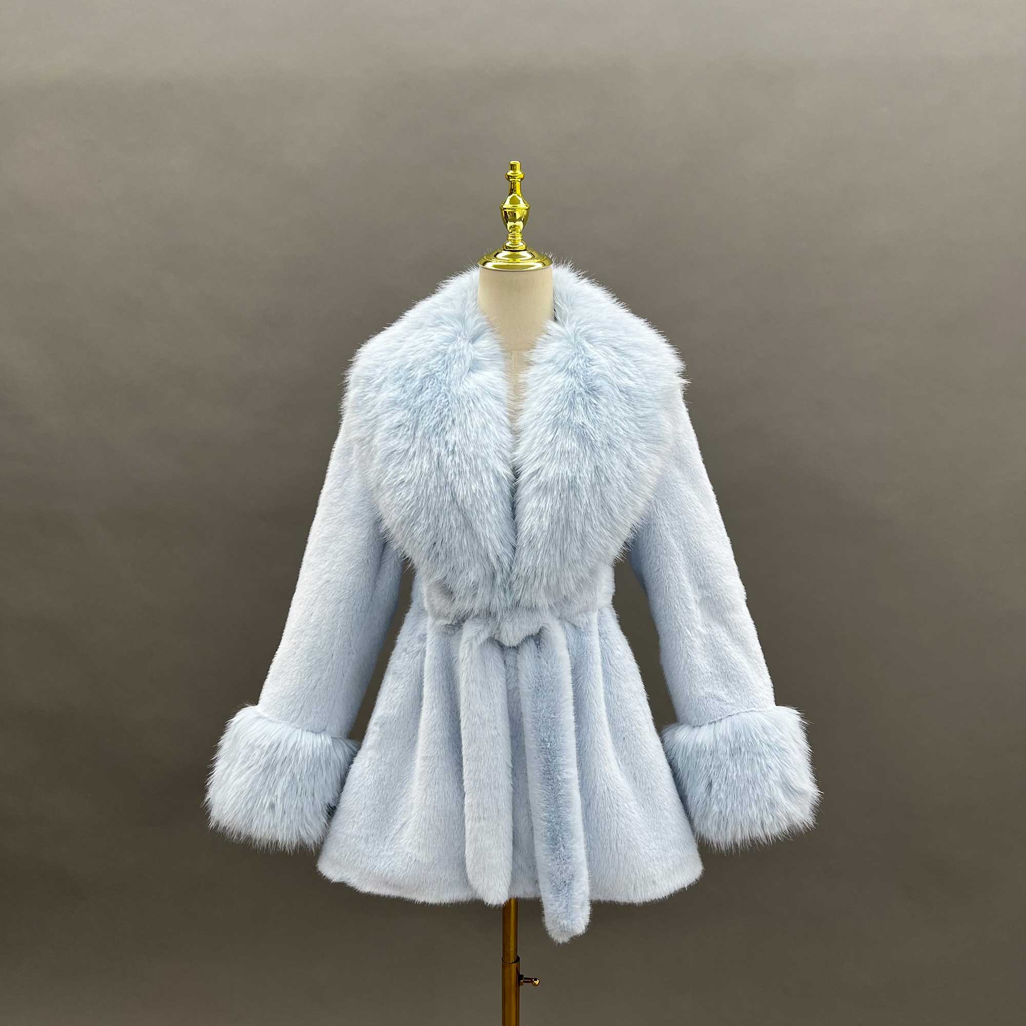 Women's New Brown Stylish Lapel Faux Fur Mink Coat - Janefur