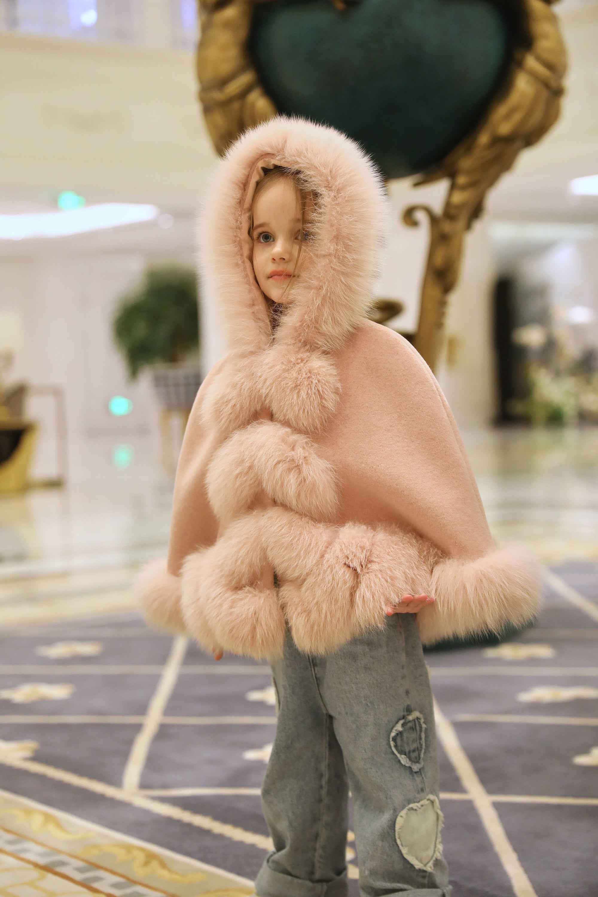 Kid's Fox fur shawl children's fox fur cape