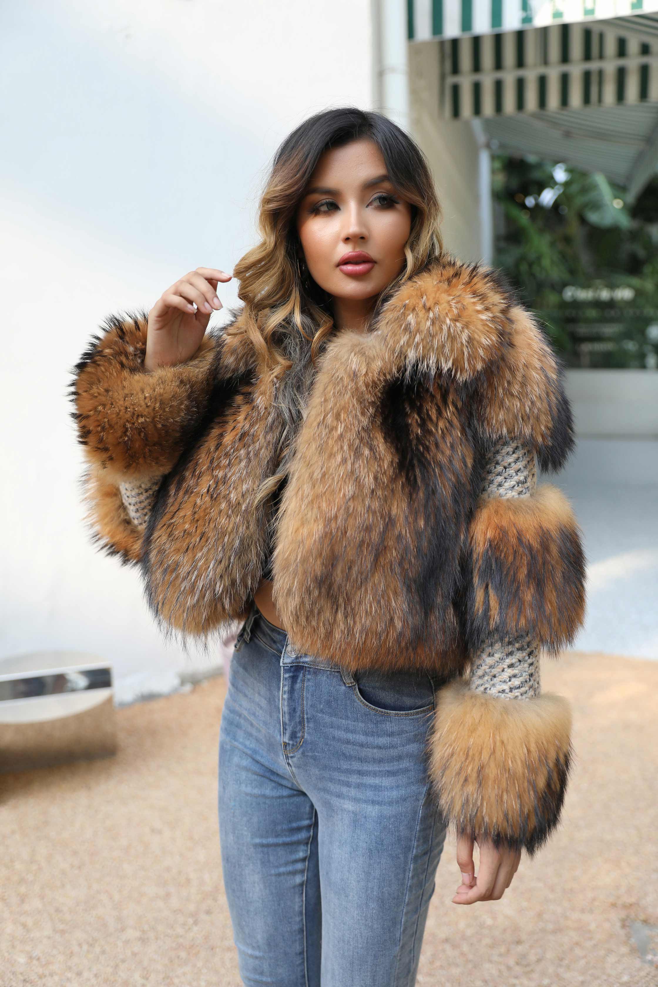 Warm Lady Luxury Fur New Fashion Winter Real Raccoon Fur Coats - Janefur