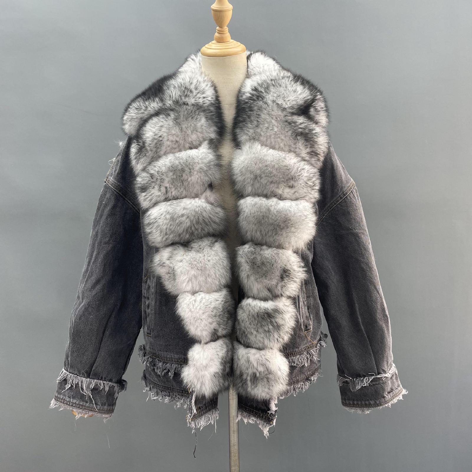 Women's Down Jacket With Real Large Fox Fur Collar Luxurious Coat For Winter Fluffy Jacket - Janefur