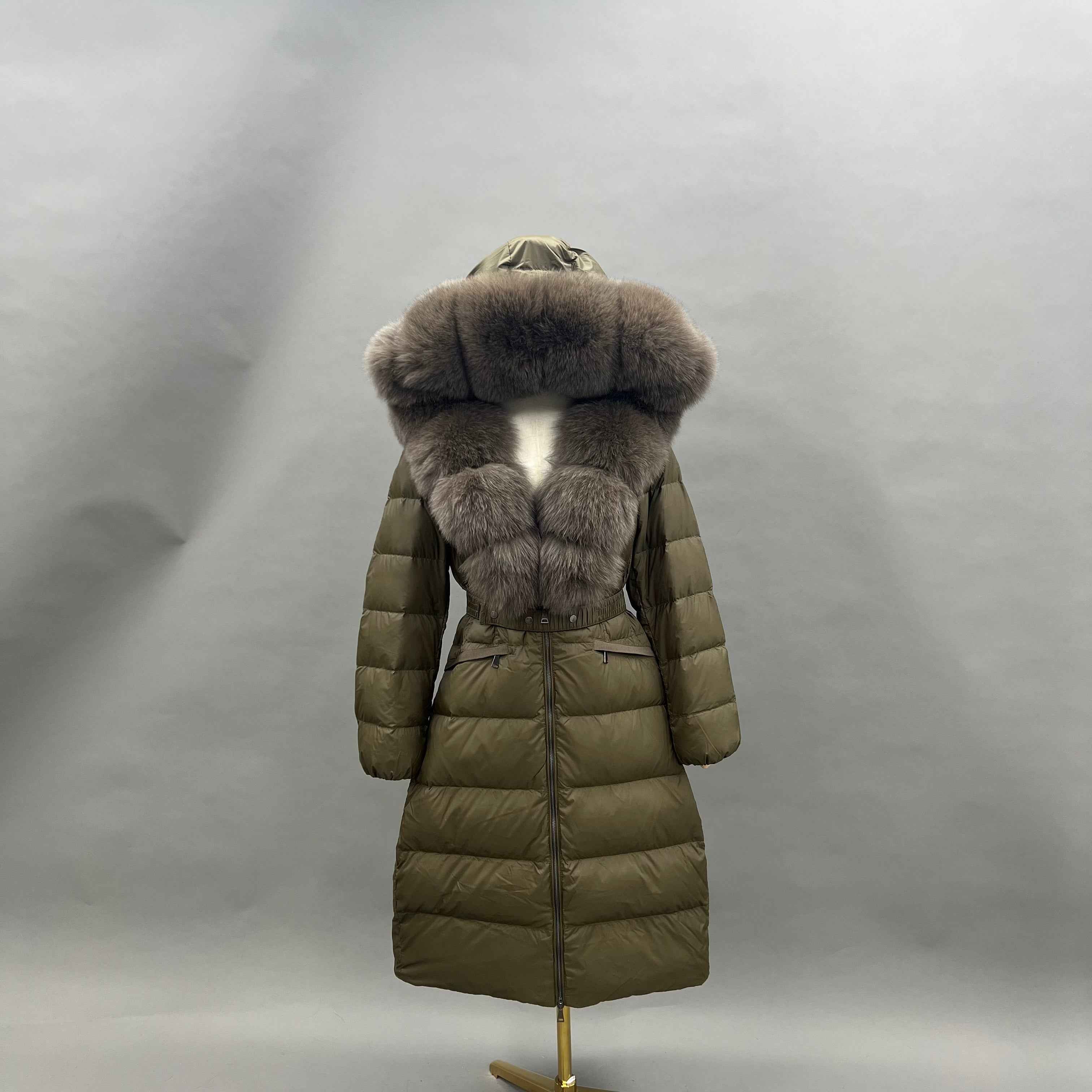 Women's Long Down Jacket with Luxurious Fox Fur Collar