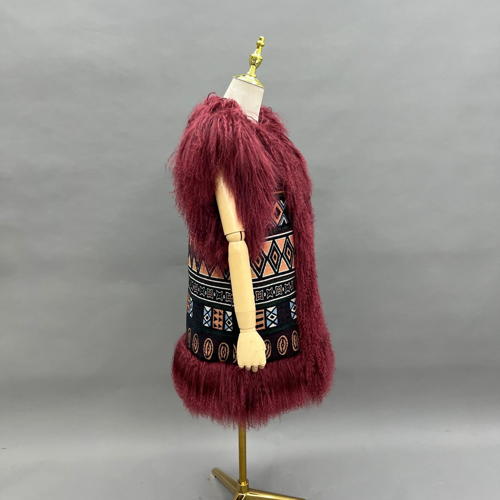 Women's Stylish Reversible Mongolian Lamb Fur Vest Long Vest Outerwear - Janefur