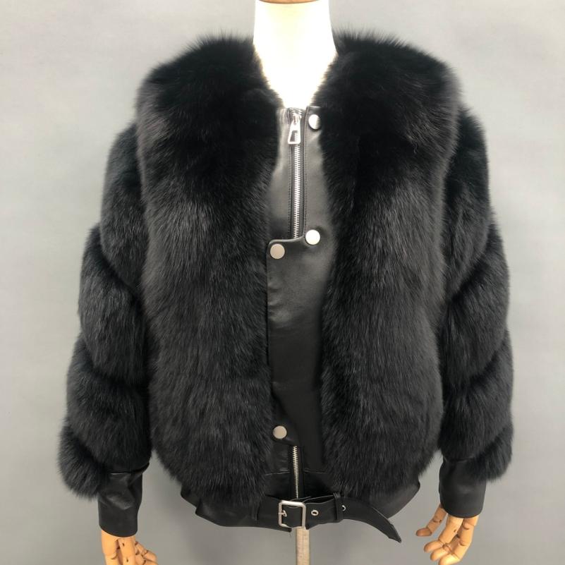 Winter Fox Fur Coat High-Quality Button Decorated Women's Coat - Janefur