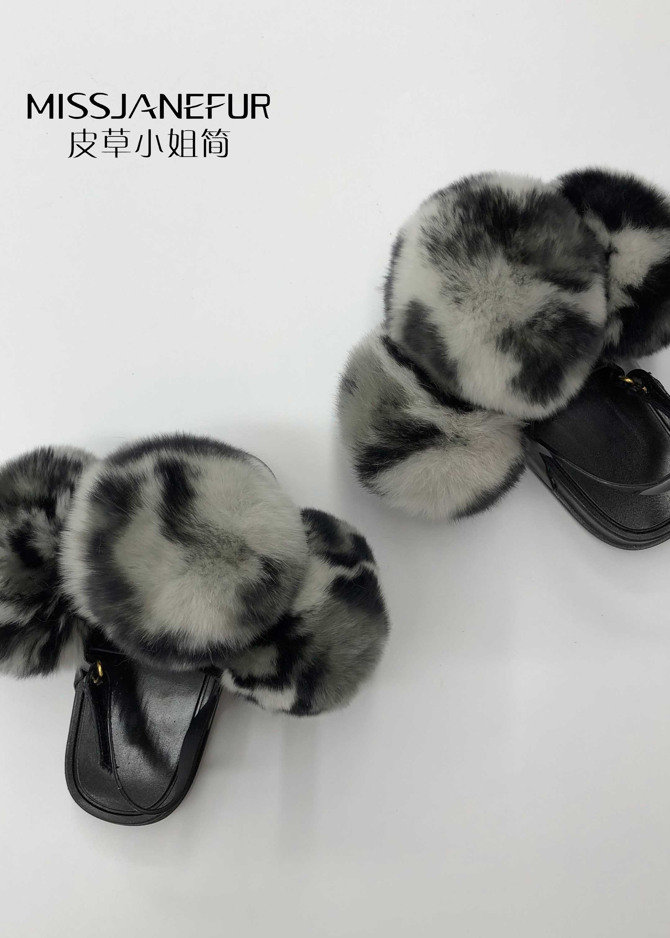 Missjanefur Kids Summer Rabbit Fur Shoes - Janefur