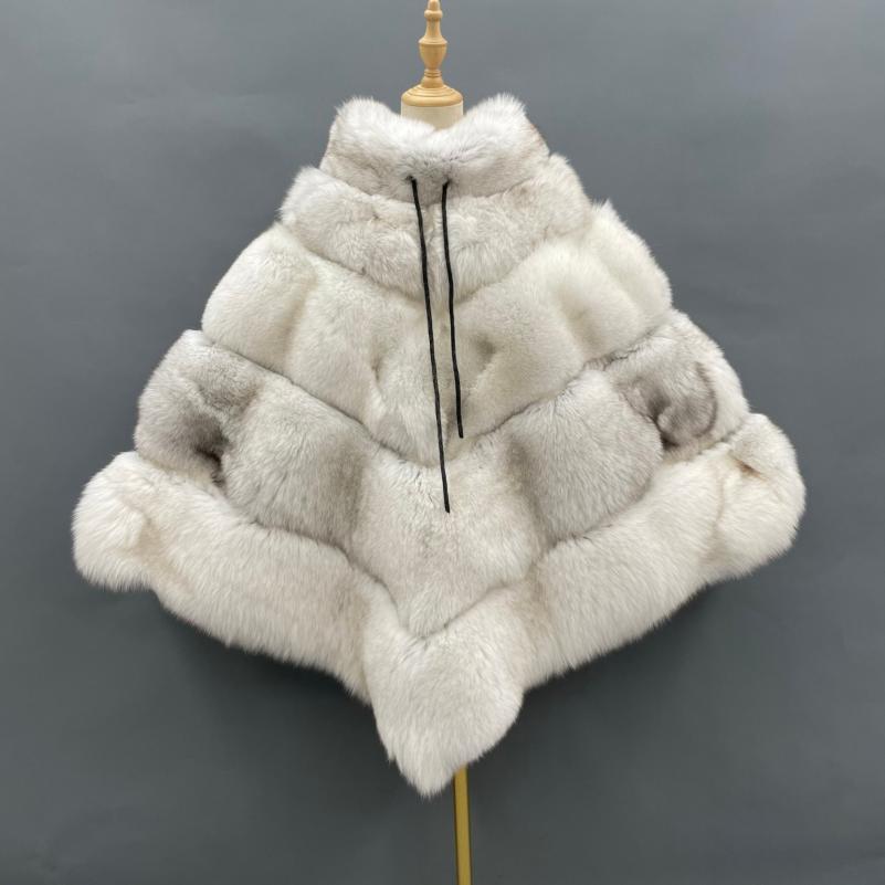 High Quality Women's Luxury Fox Fur Cloak Loose Genuine Fox - Janefur