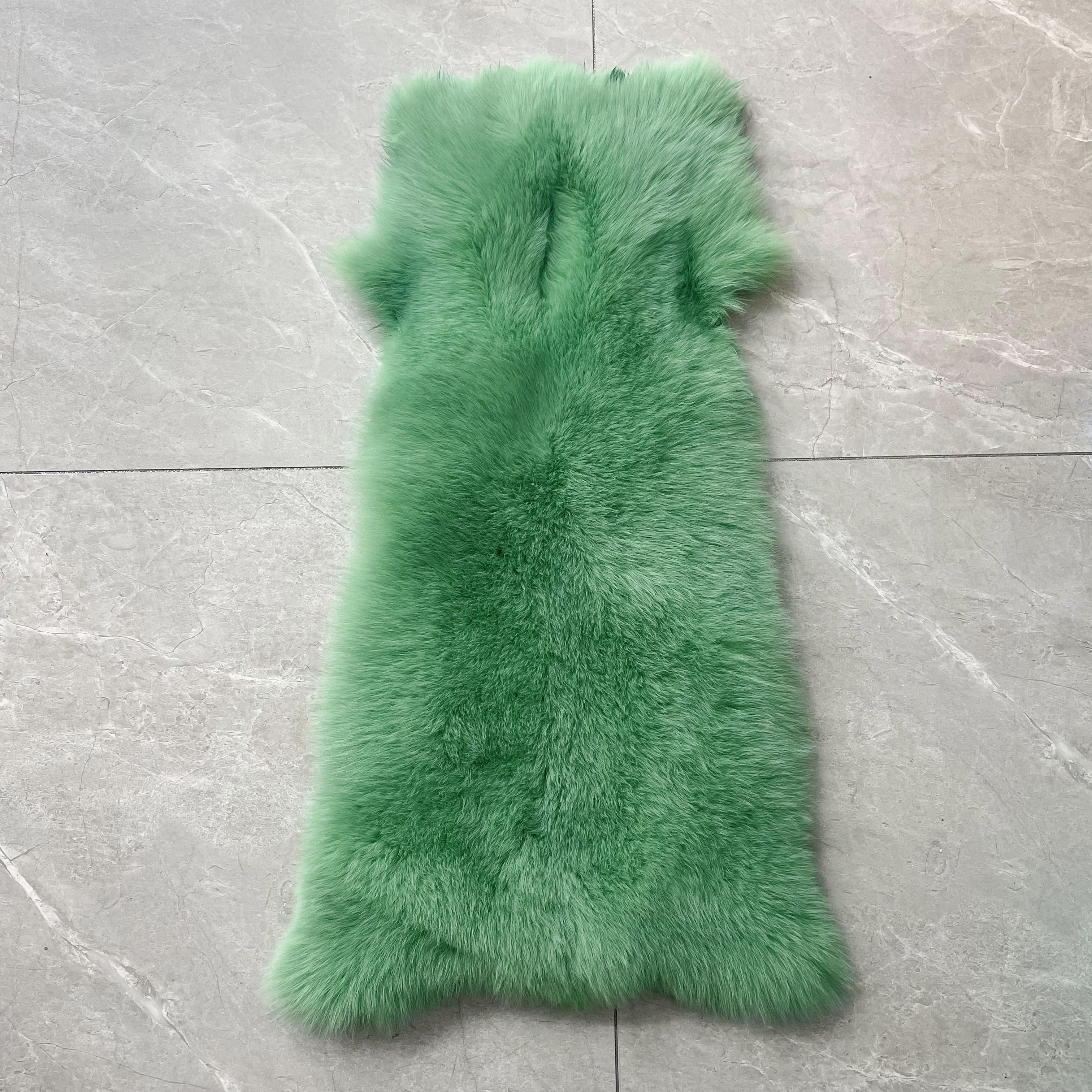Luxury Blue Fox Fur Jacket with V-Neck and Chevron Stitching – Short Women’s Winter Fur Coat 33#Irish Green