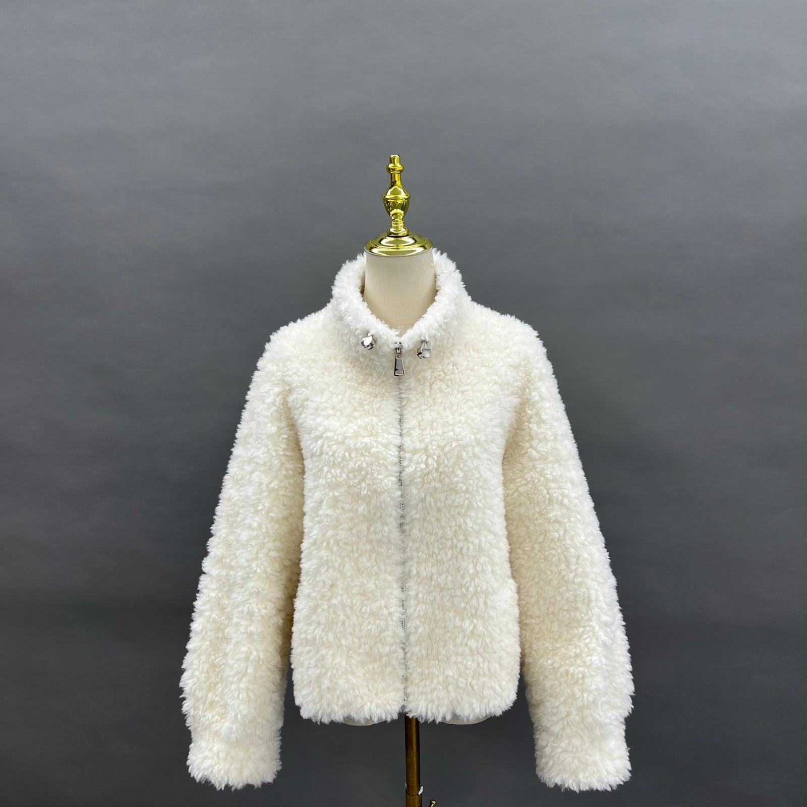 Faux Shearling Coat New Style Windproof and Warm Stand Collar Eco Friendly Shearling Outerwear Jacket - Janefur
