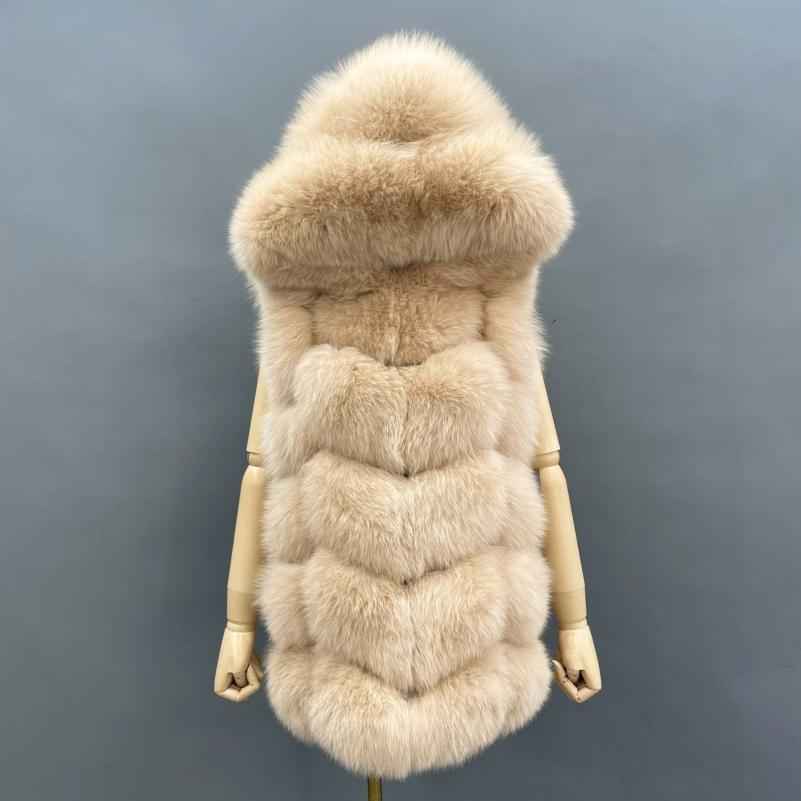 Blue Fox Hooded Fox Fur Ladies Vest - Janefur