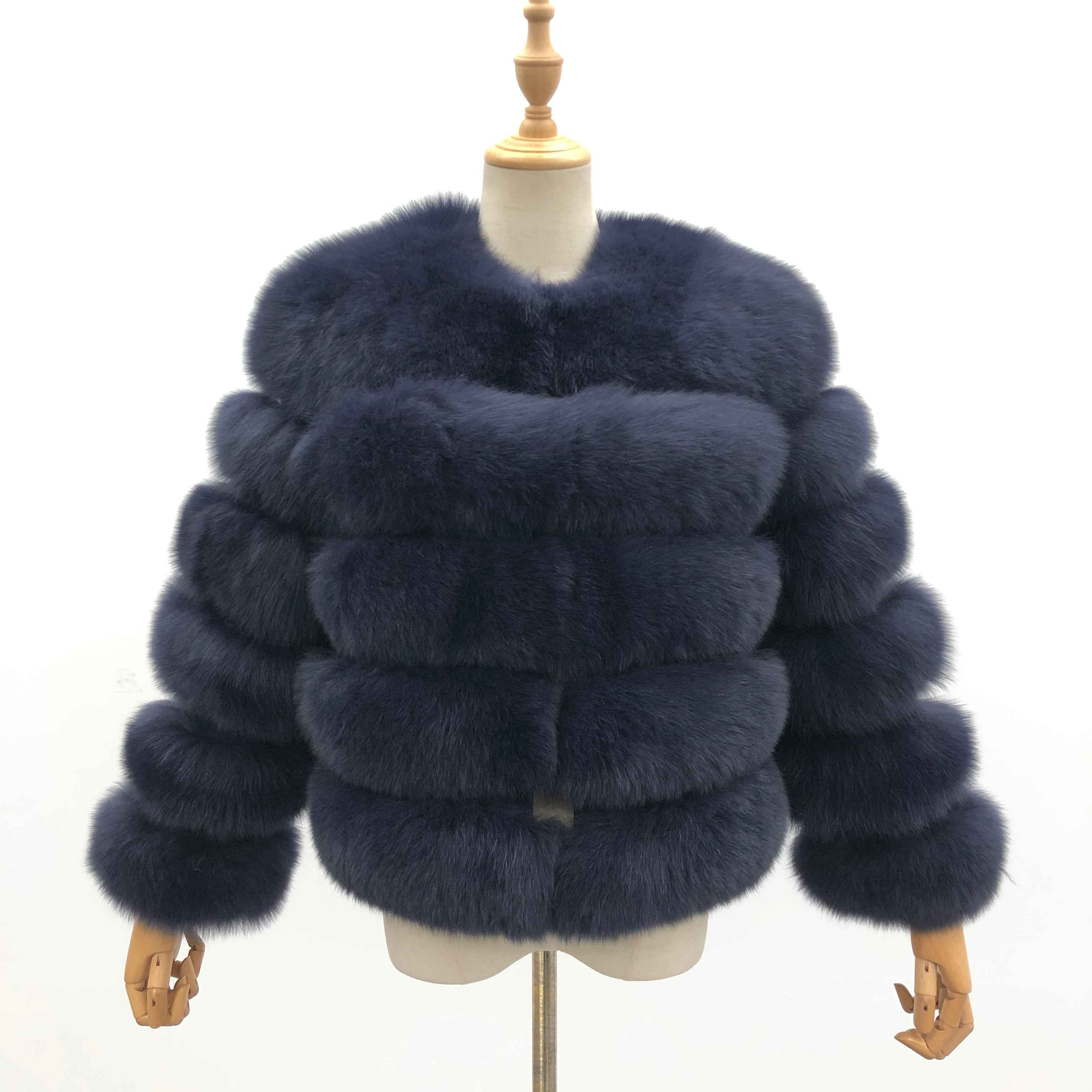 New Winter Warm Short Style Coat Real Fox Fur Women's Jacket