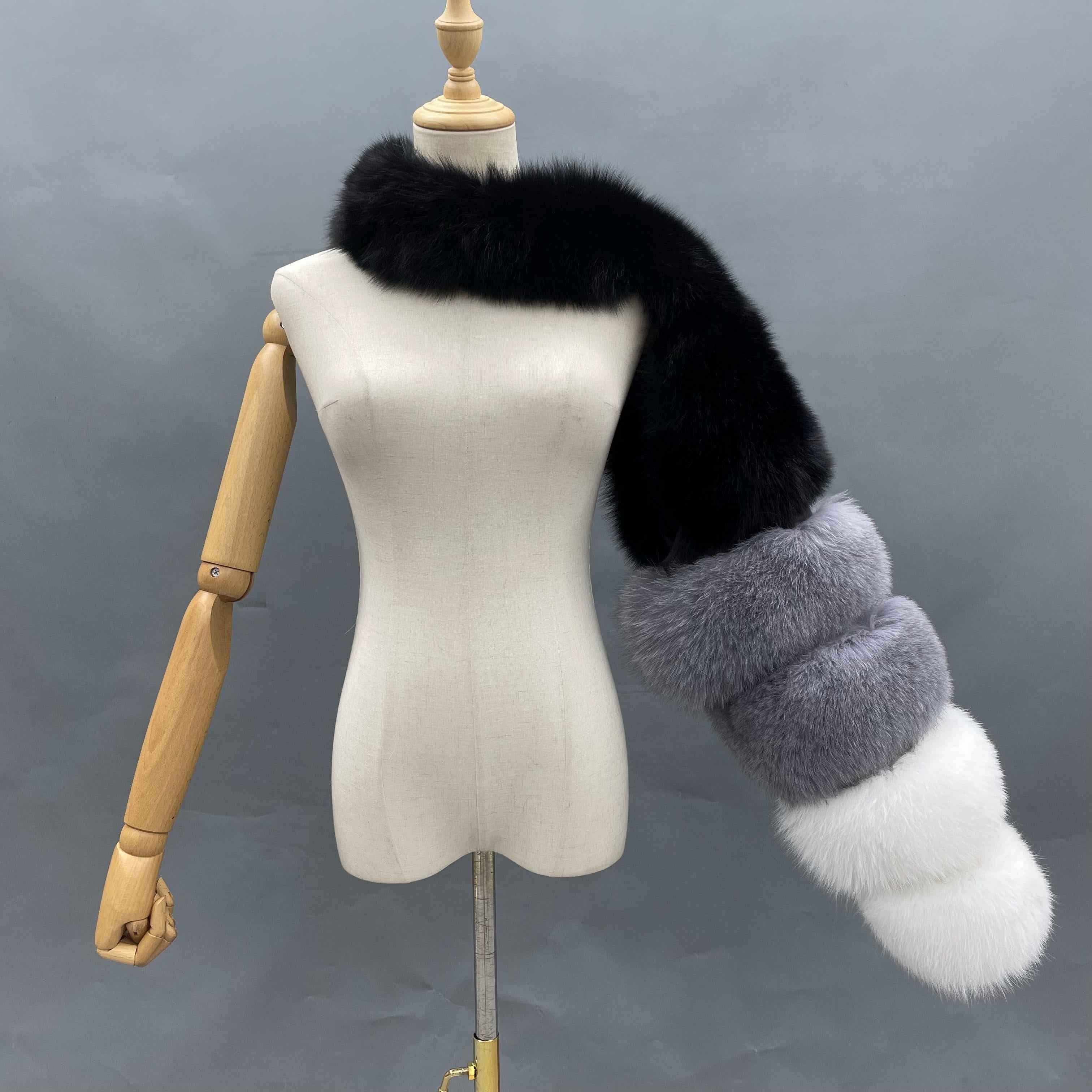 Wholesale White Fox Fur Sleeve – Full Pelt Fur Arm Cover, Luxury Fur Trim for Coats & Jackets, Bulk Fashion Accessories