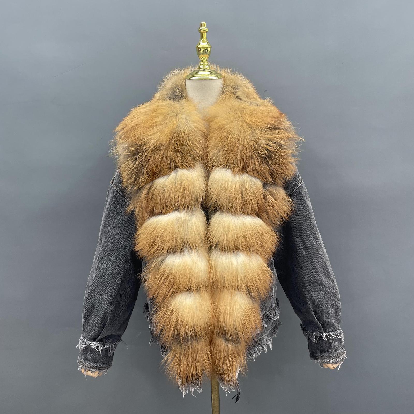 Women's Down Jacket With Real Large Fox Fur Collar Luxurious Coat For Winter Fluffy Jacket - Janefur