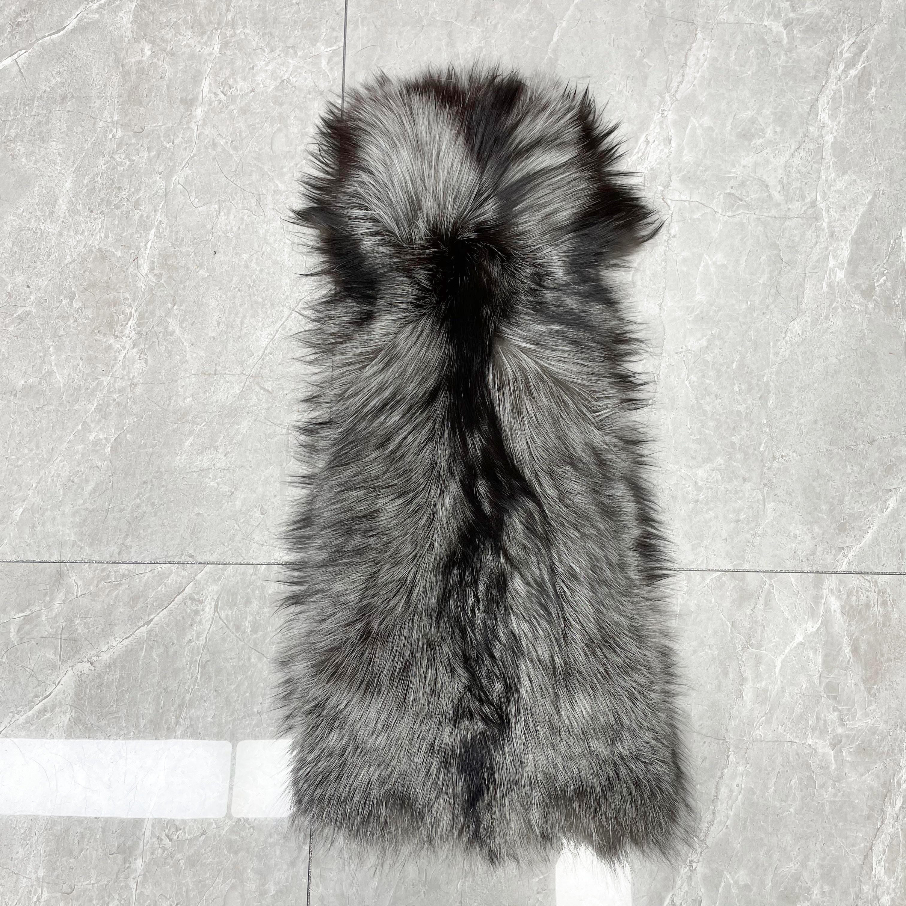 Luxury Blue Fox Fur Jacket with V-Neck and Chevron Stitching – Short Women’s Winter Fur Coat 35#Silver Fox