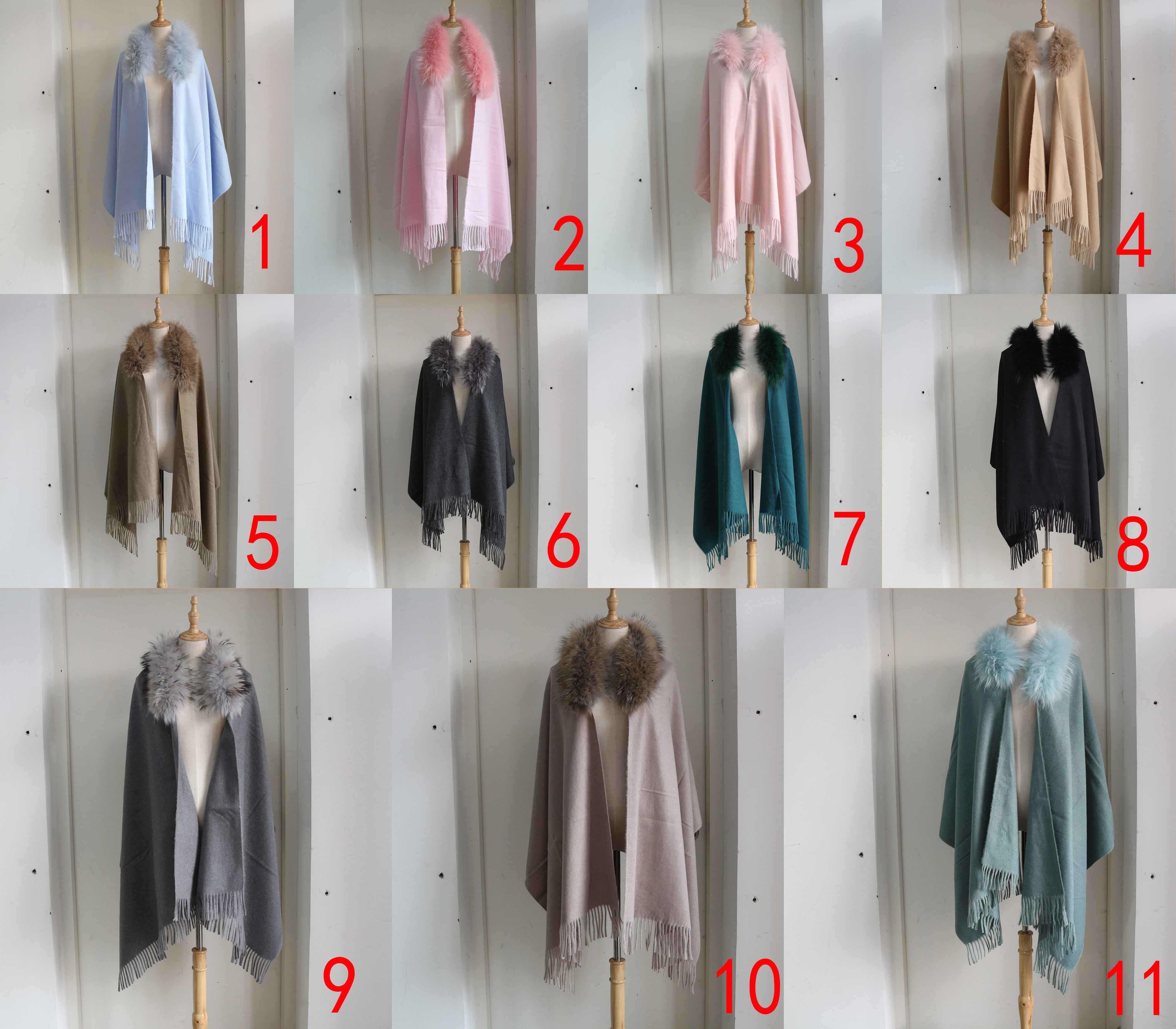 Women's Luxurious Mink Fur Shawl with Raccoon Dog Fur Collar & Fringe Detail - Winter Fashion Accessory