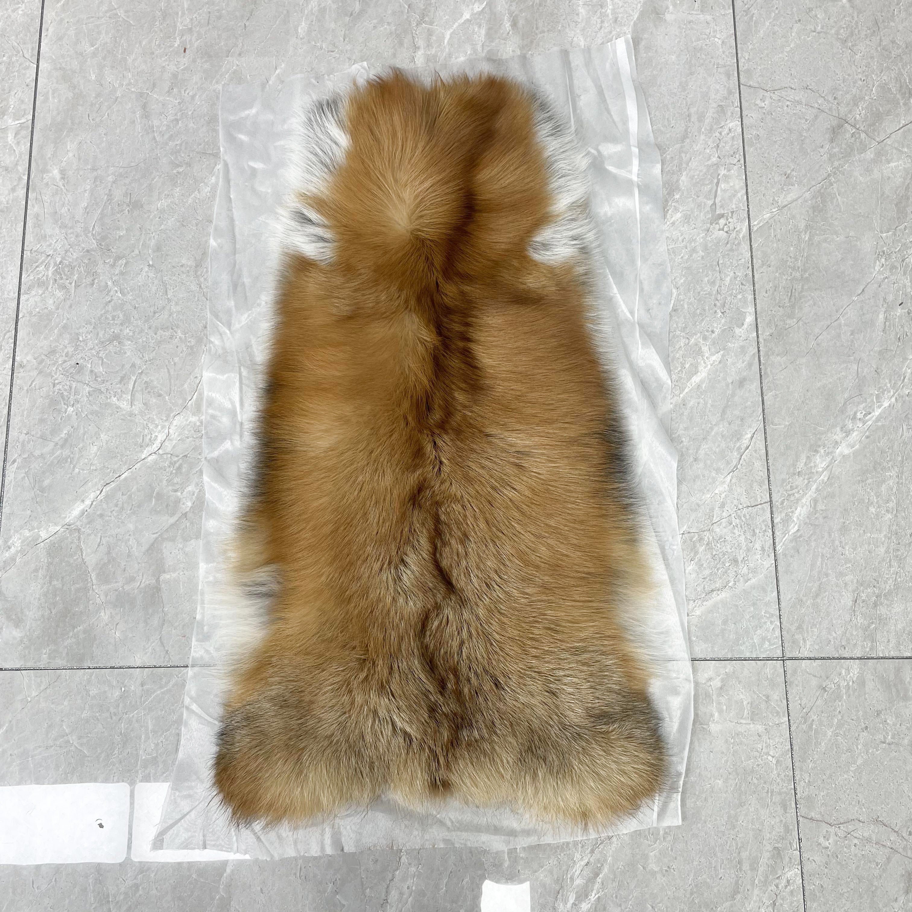 Luxury Blue Fox Fur Jacket with V-Neck and Chevron Stitching – Short Women’s Winter Fur Coat 36#Red Fox