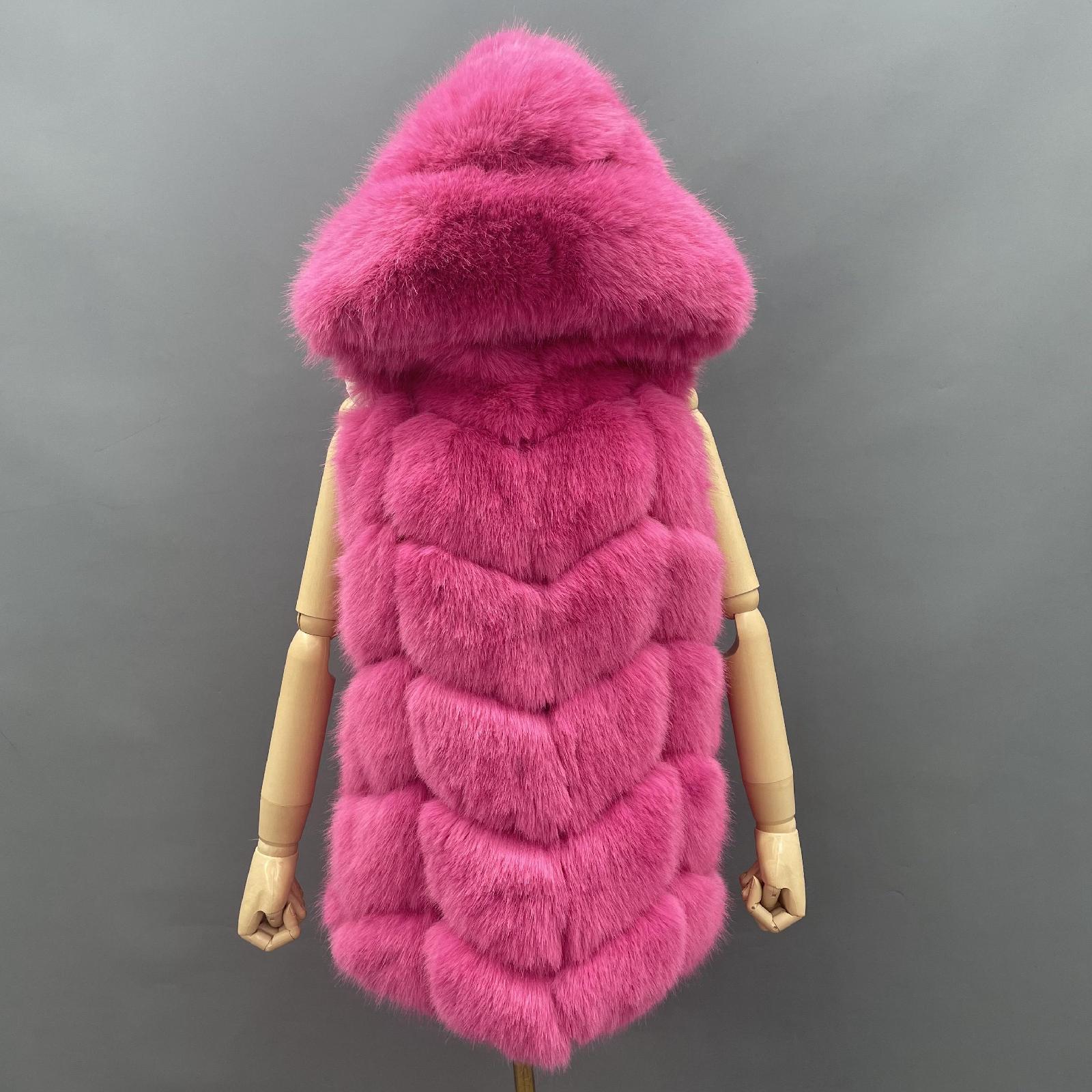 Women's Hooded Vest for Spring and Autumn Faux Fur Vest Eco Fur Coat - Janefur