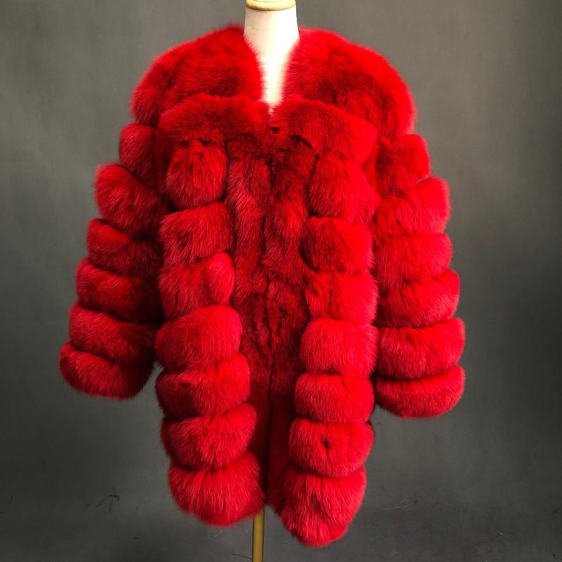 Fashion Autumn And Winter Designer Long Women's Blue Fox Fur Jacket - Janefur