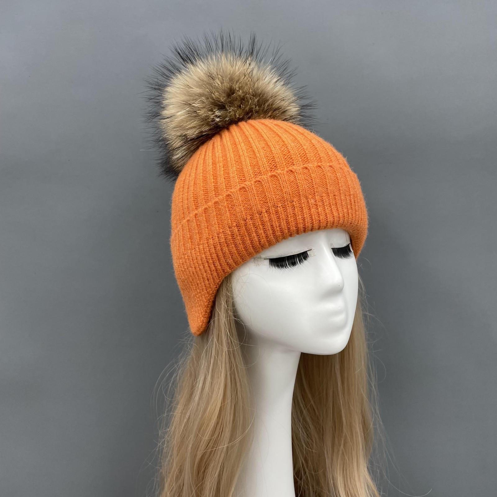 Warm Knitted Earmuff Hat Winter Women Fur Pom Pom Beanie Hat - Janefur