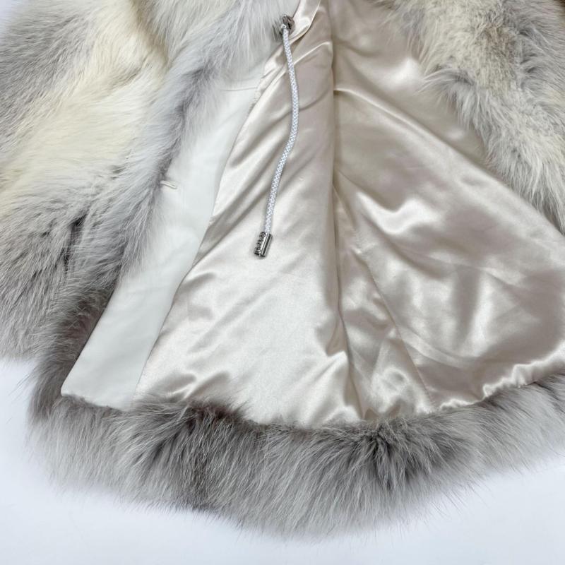 Coat With A Shawl Collar Made Of Whole Golden Island Fox Fur - Janefur