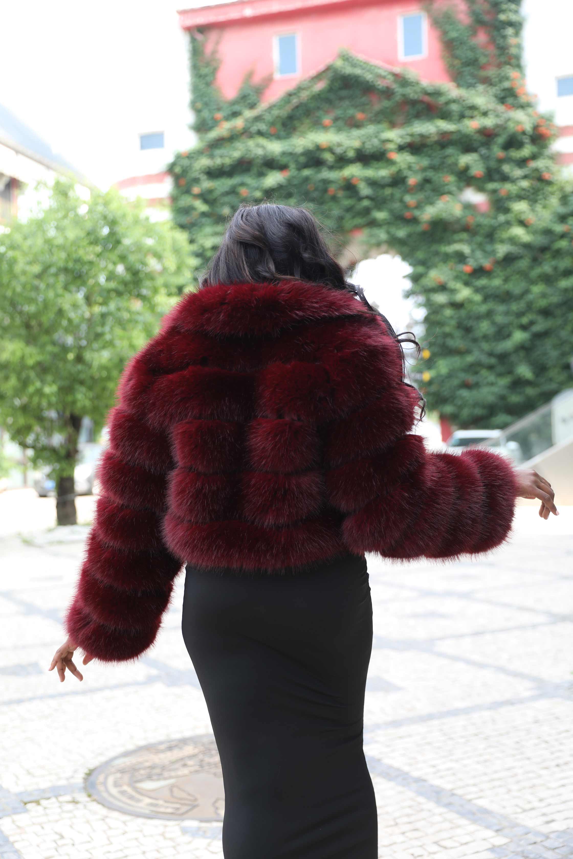 Eco-friendly Fur Women's Short Zipper Fake Fur Jacket Trendy Coat - Janefur