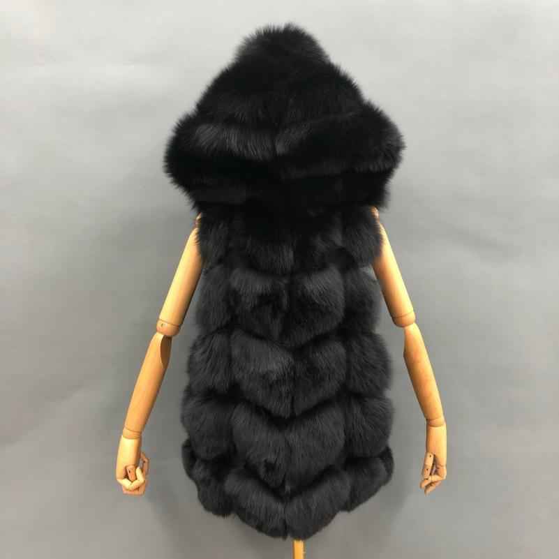 Blue Fox Hooded Fox Fur Ladies Vest - Janefur