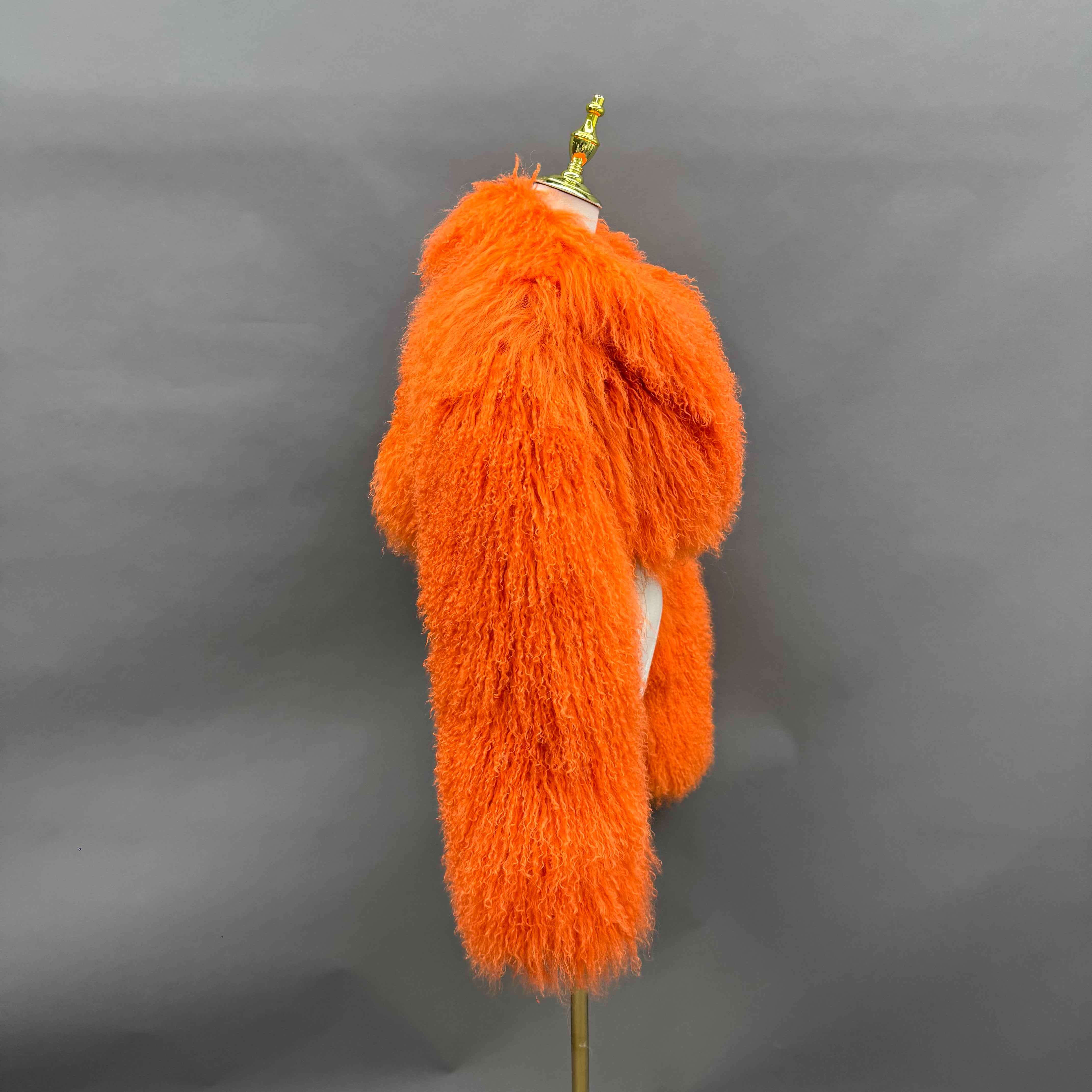 Women's Burgundy Mongolian Lamb Fur Jacket – Notch Lapel, Crop Top, Stylish Winter Outerwear for Women