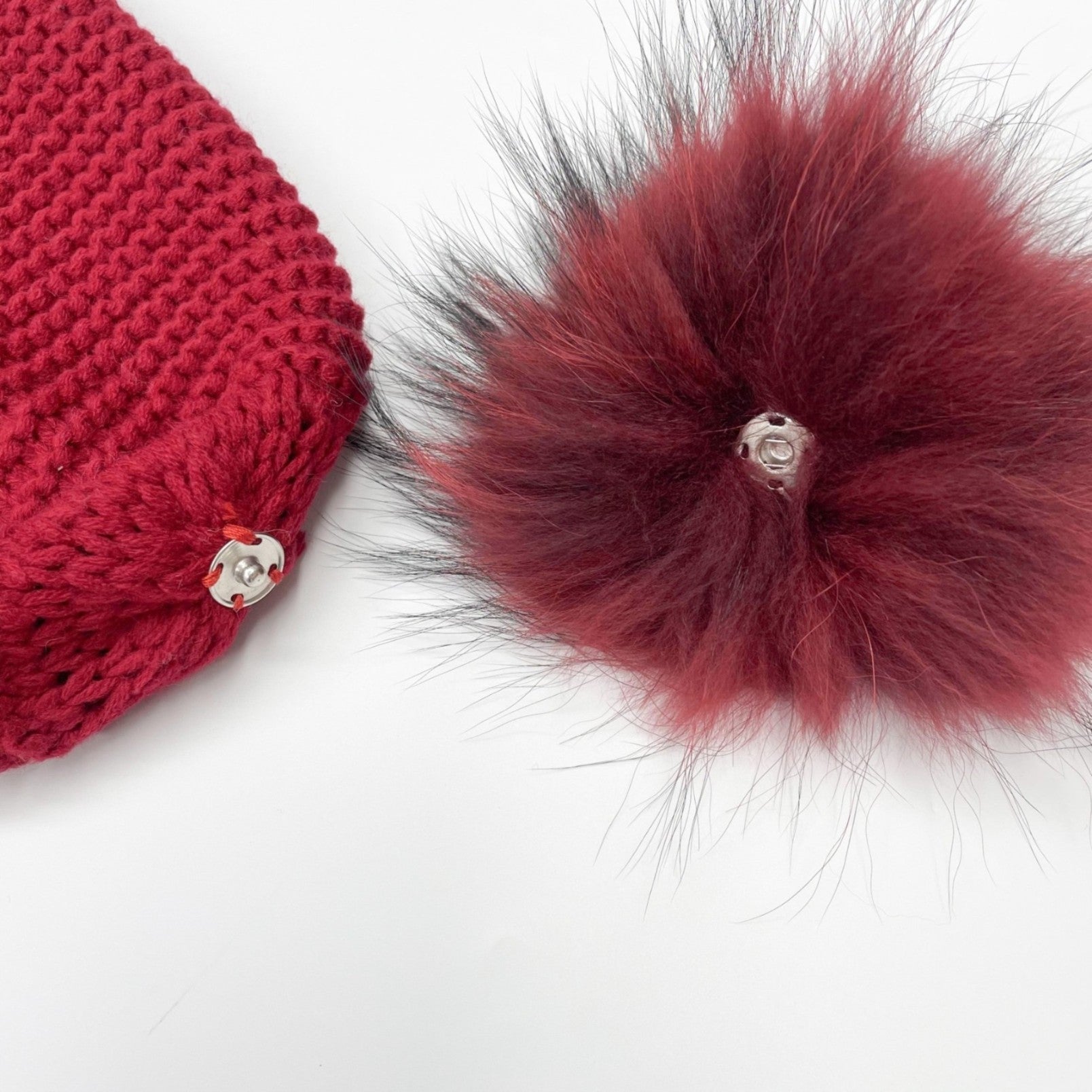 Children's Fashion Knitted Big Braid Raccoon Fur Pom Pom Hat - Janefur